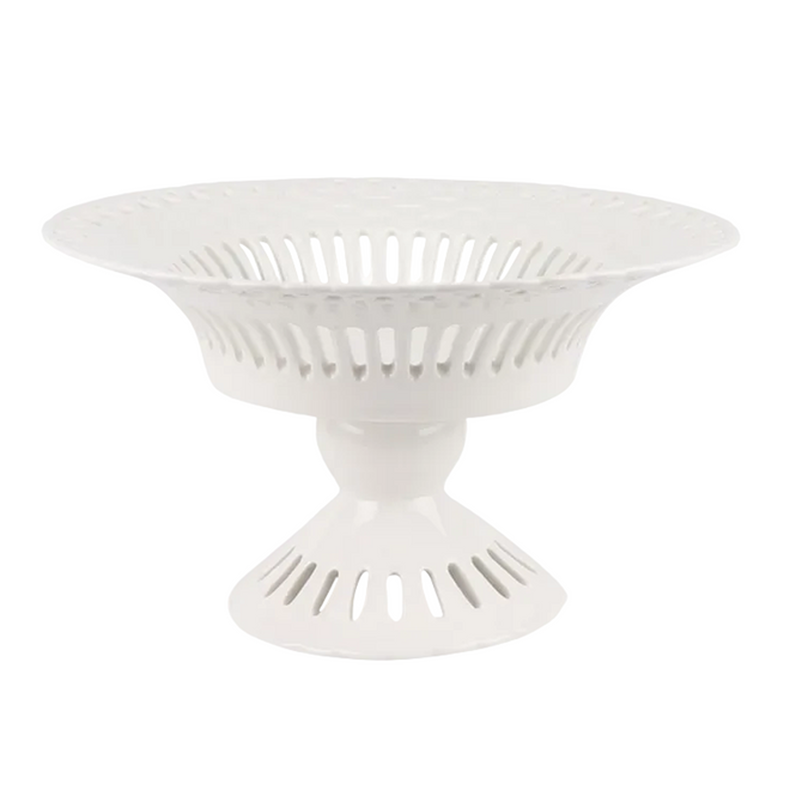 White Pierced Pedestal Bowl