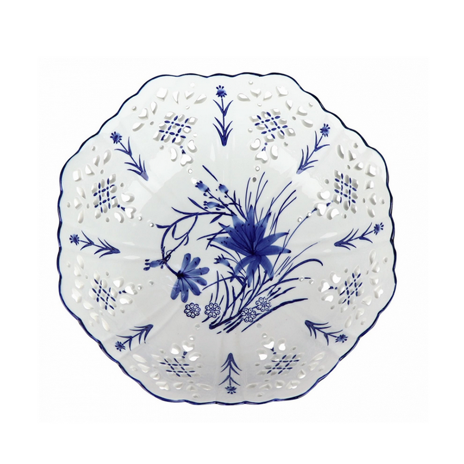 Pierced Scalloped Porcelain Bowl