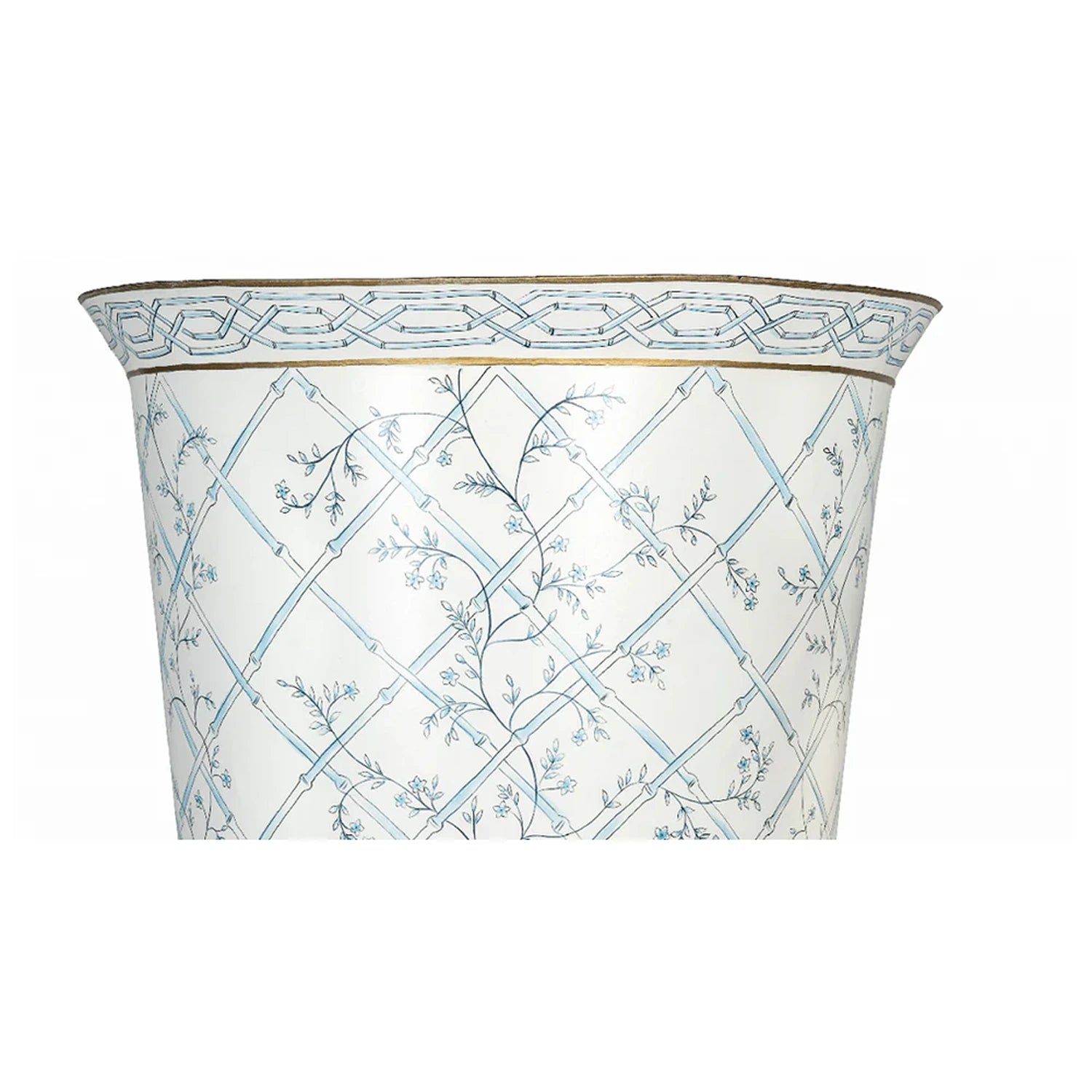 Ivory & Blue Bamboo Chinoiserie Footed Planter