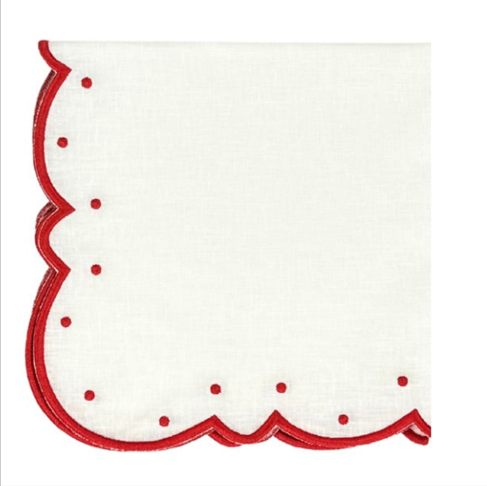 Studio Collection: Ava Napkins - White/Red (Set of 4)