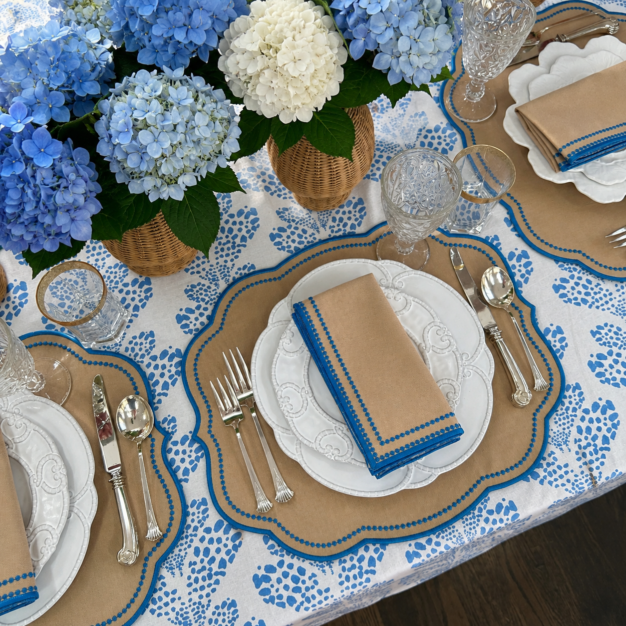 Charlotte Napkin - Wheat and Azure Blue (Set of 4)