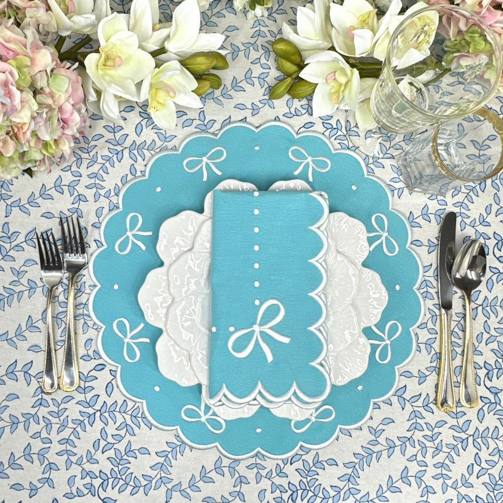 Juliet Bows Napkin - Robin Egg Blue (Set of 4)