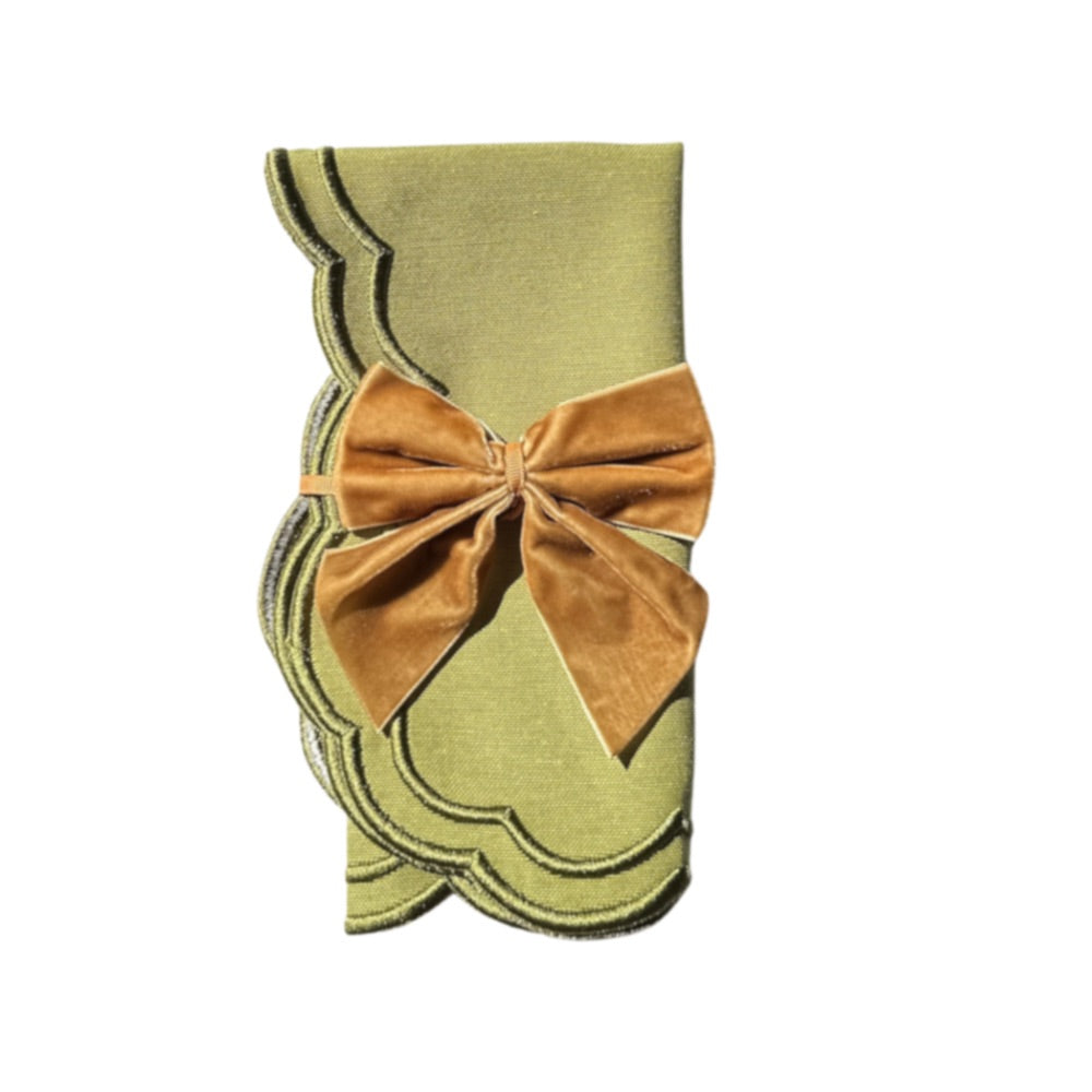 Gold: Velvet Bow Napkin Ties - (Set of 4)