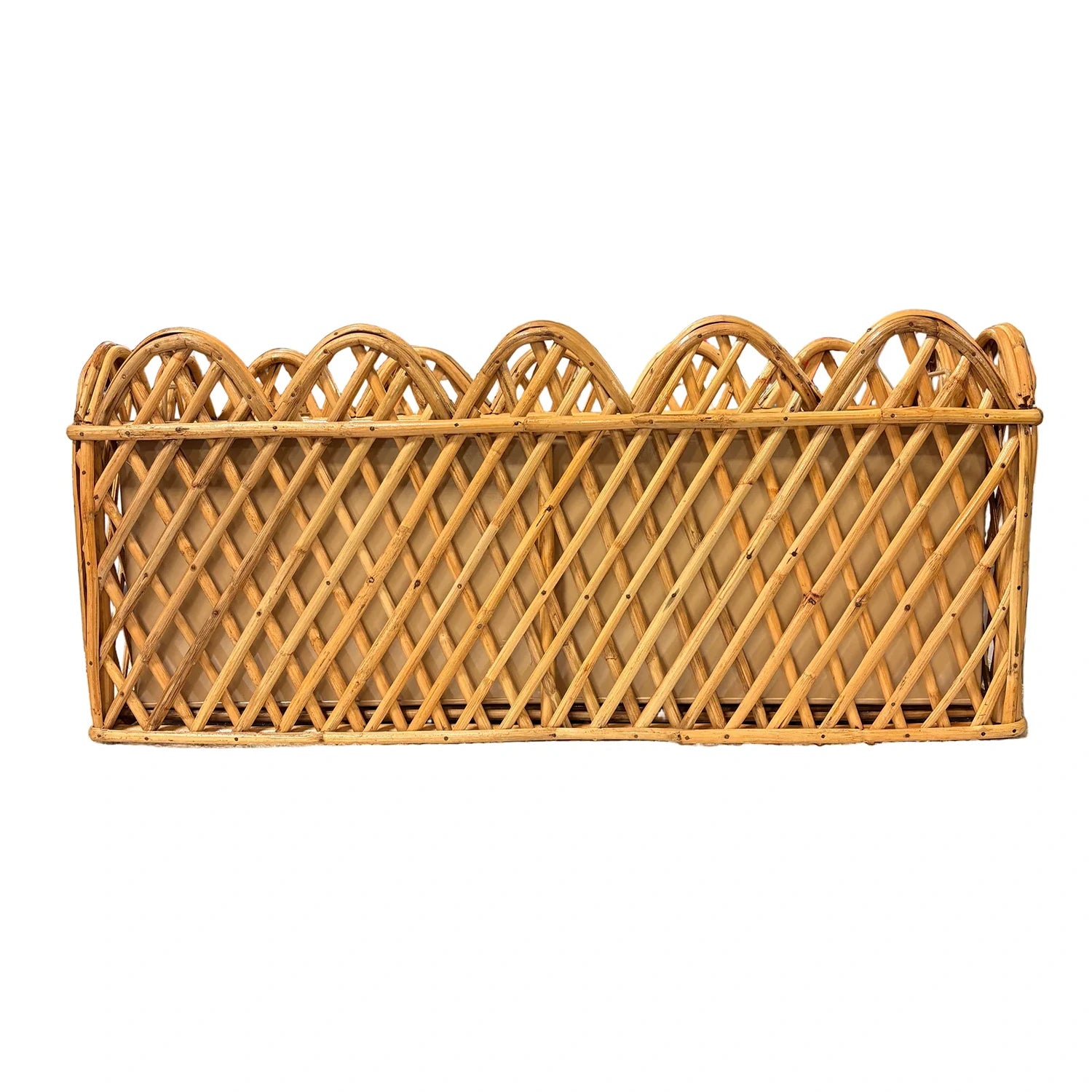 Jumbo Natural Rectangular Rattan Scalloped Planter