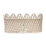 Jumbo White Oval Rattan Scalloped Planter