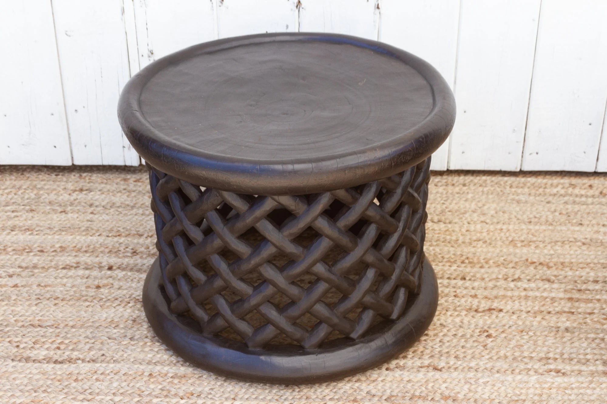 Rustic Carved African Bamileke Side Tables, Pair