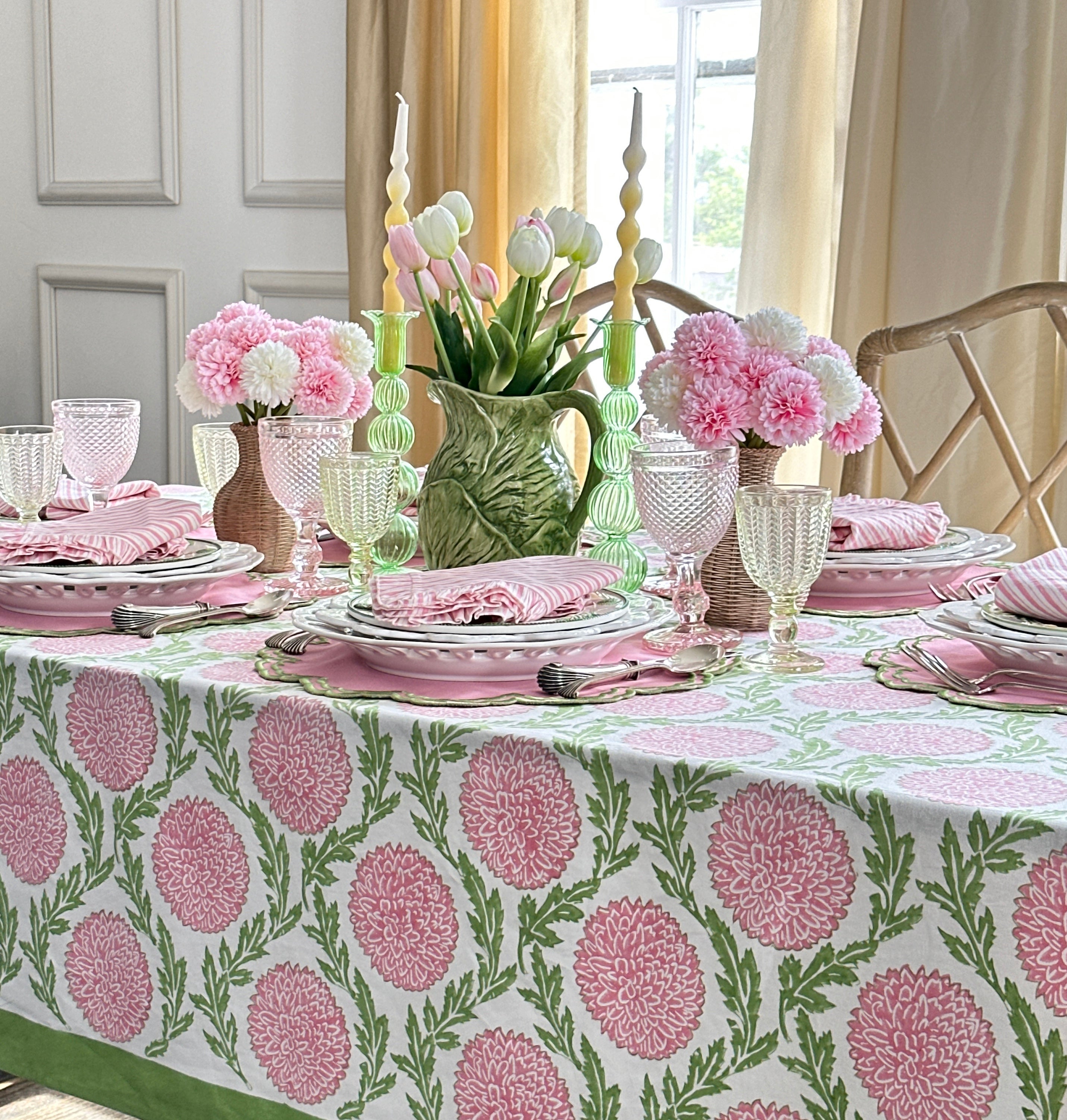 Pink Stripes with Ruffle - Napkin - Set of 4