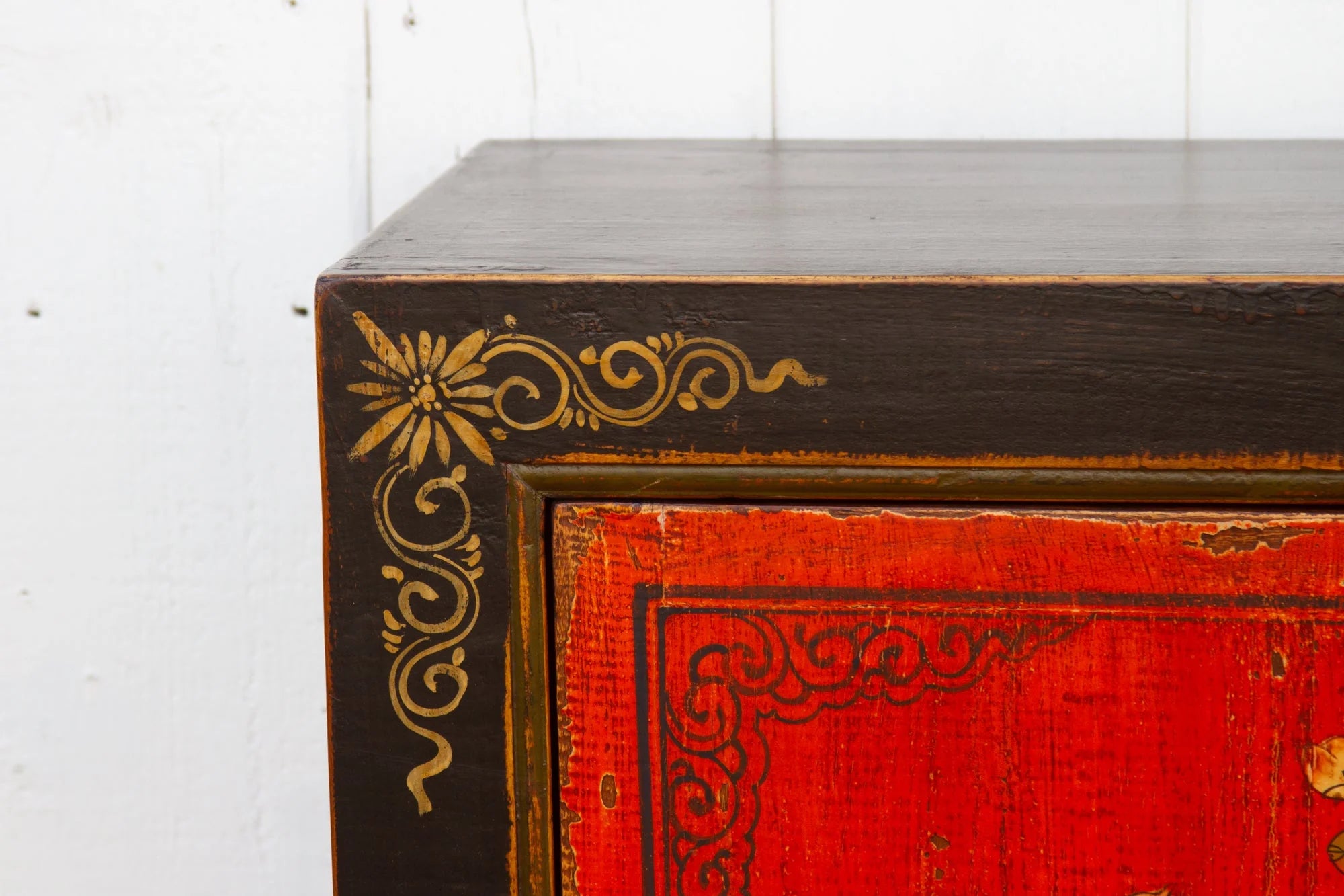 Mongolian Red & Black Floral Cabinet