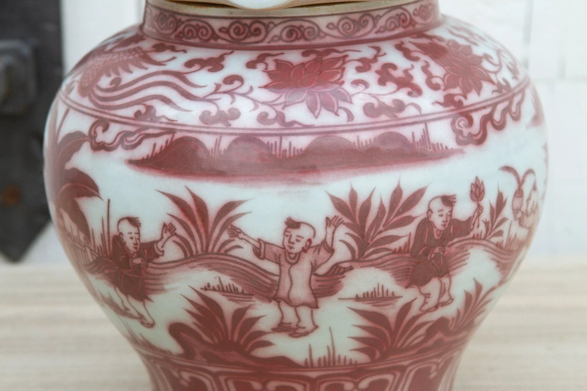 Vintage Red & White Ginger Jar