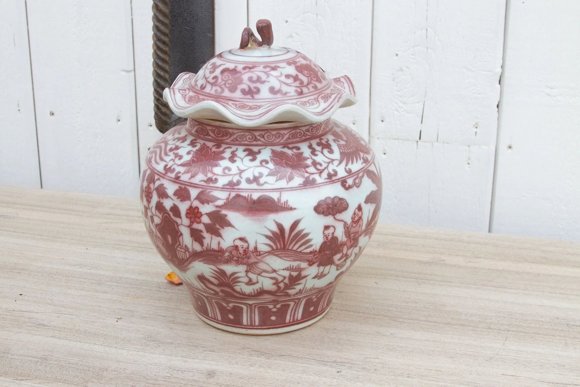 Vintage Red & White Ginger Jar