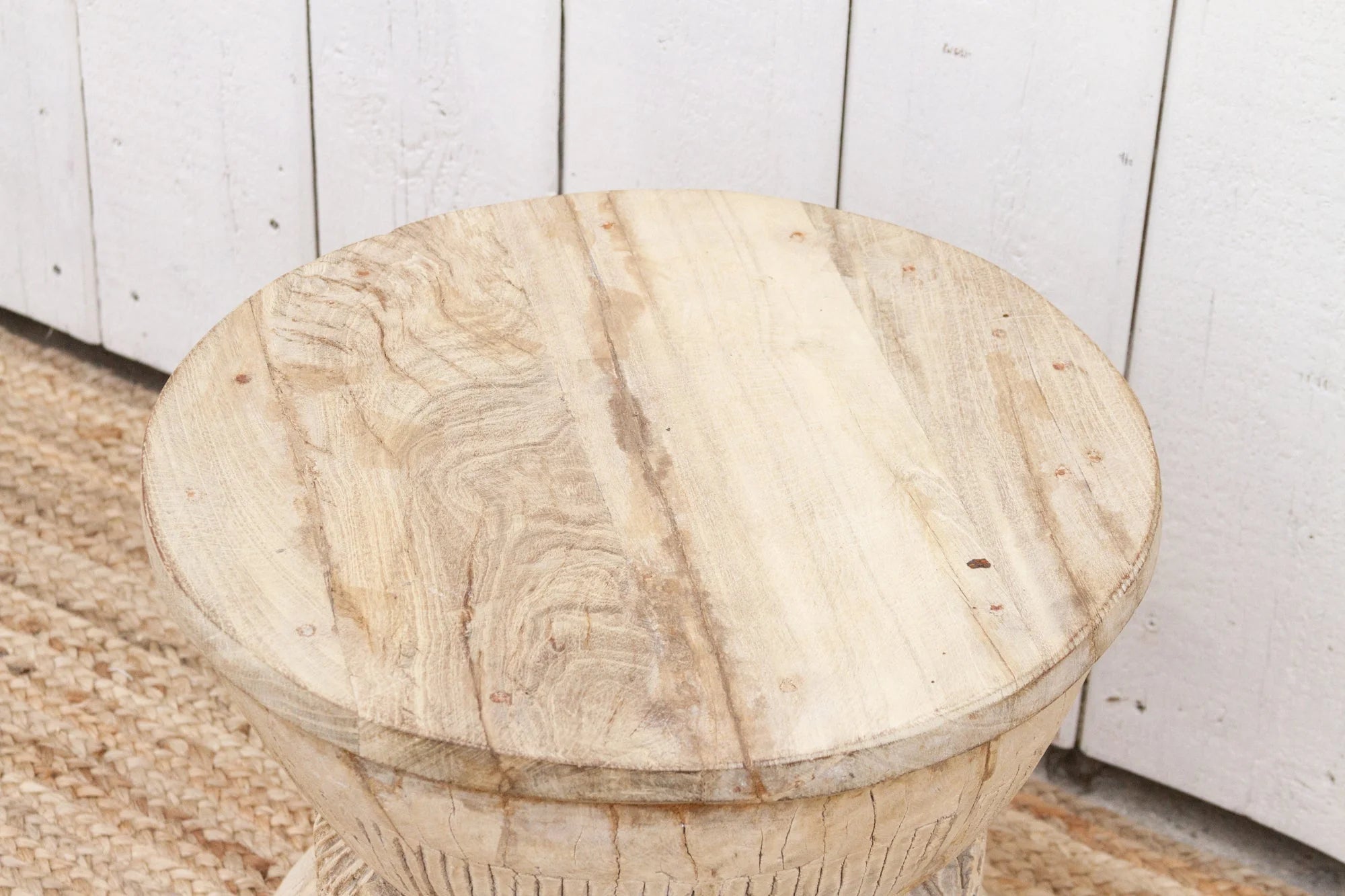 Antique Rustic Bleached Teak Stool