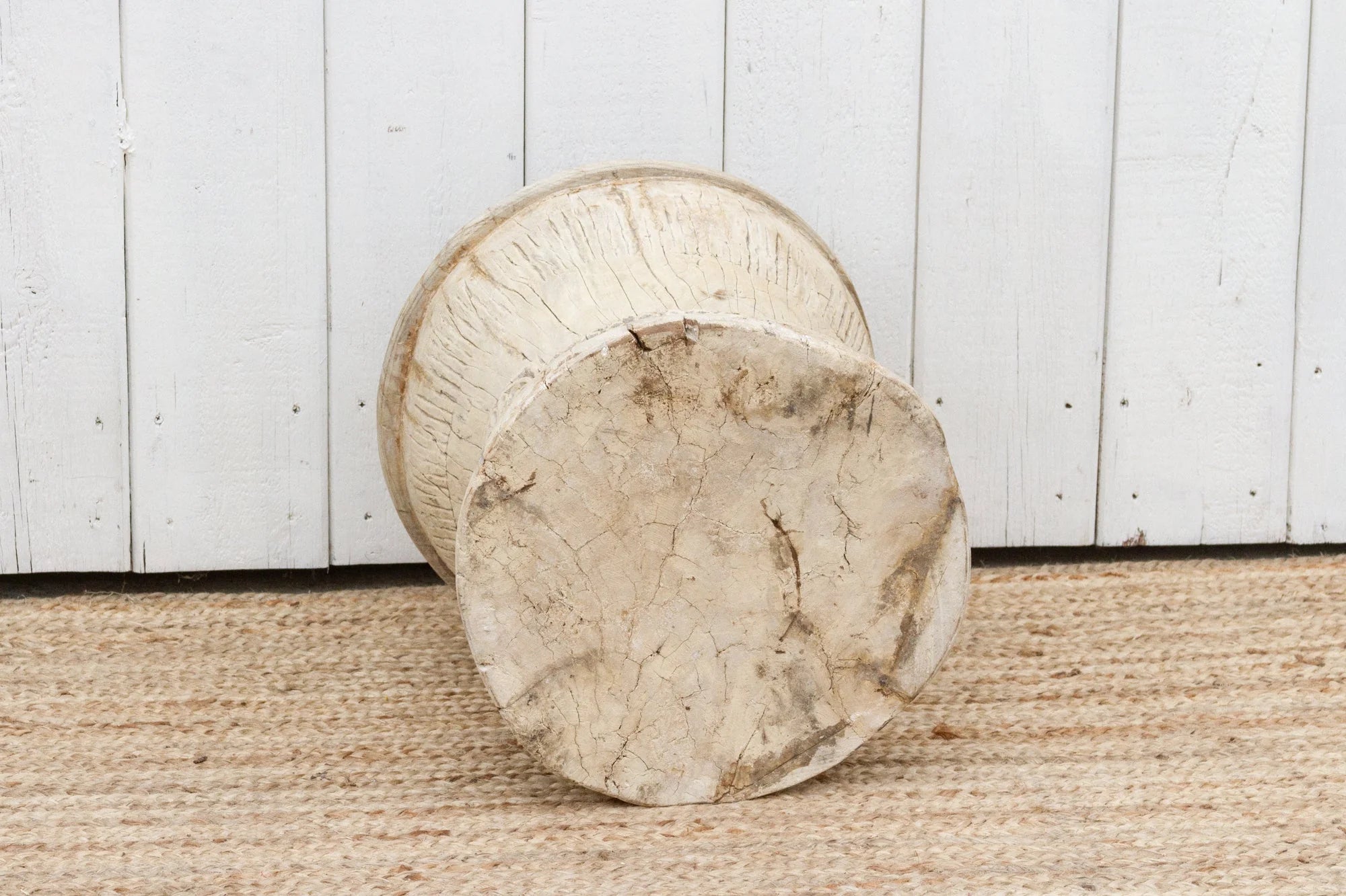 Antique Rustic Bleached Teak Stool