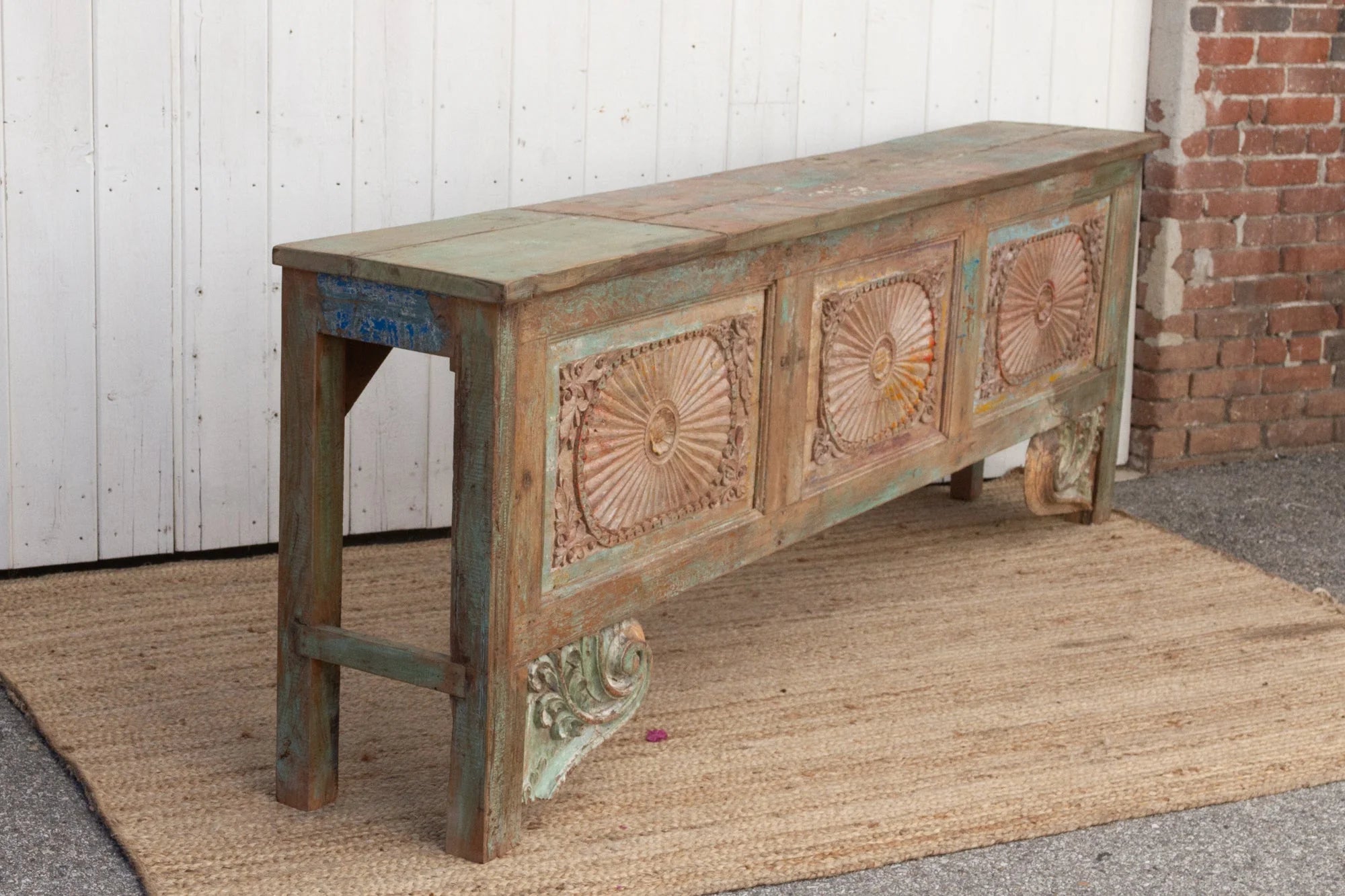 Antique Long Indo-Portuguese Sunburst Console