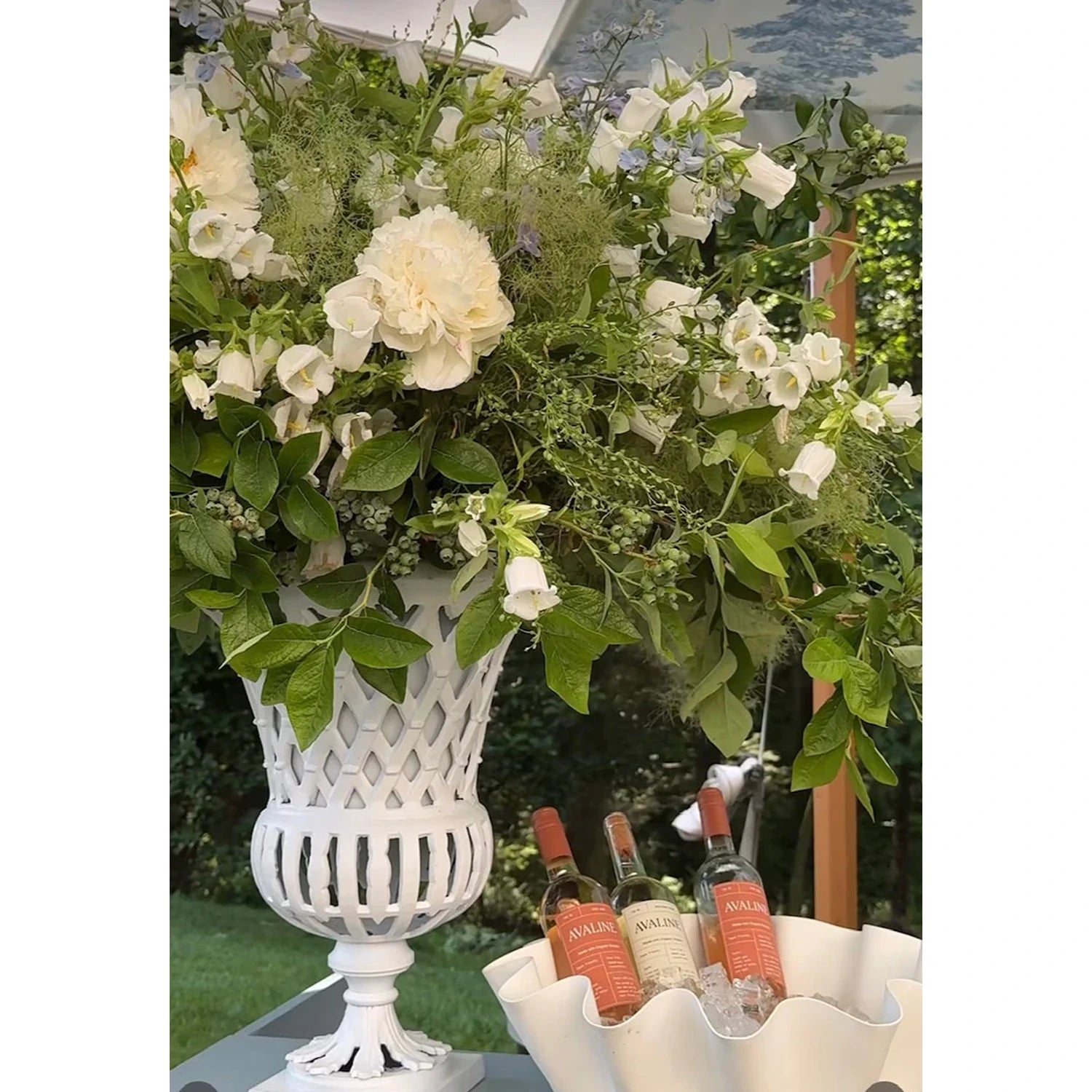 Ivory Lattice 16"  Urn in Cast Aluminum