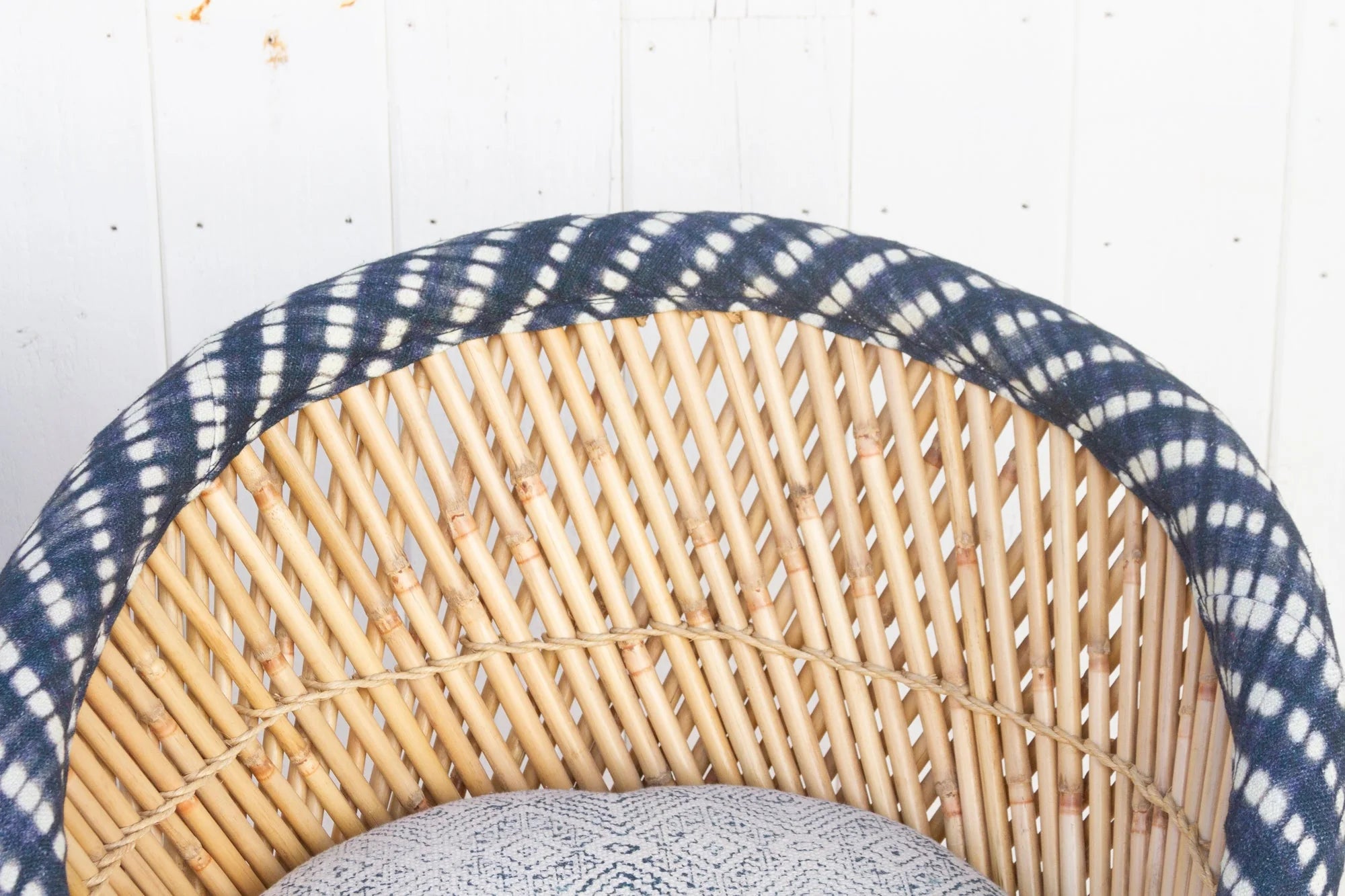 Bohemian Blue & White Bamboo Chair