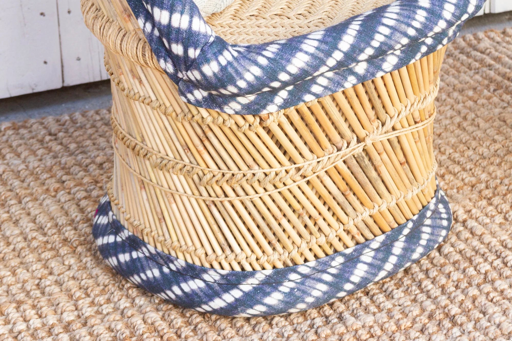 Bohemian Blue & White Bamboo Chair