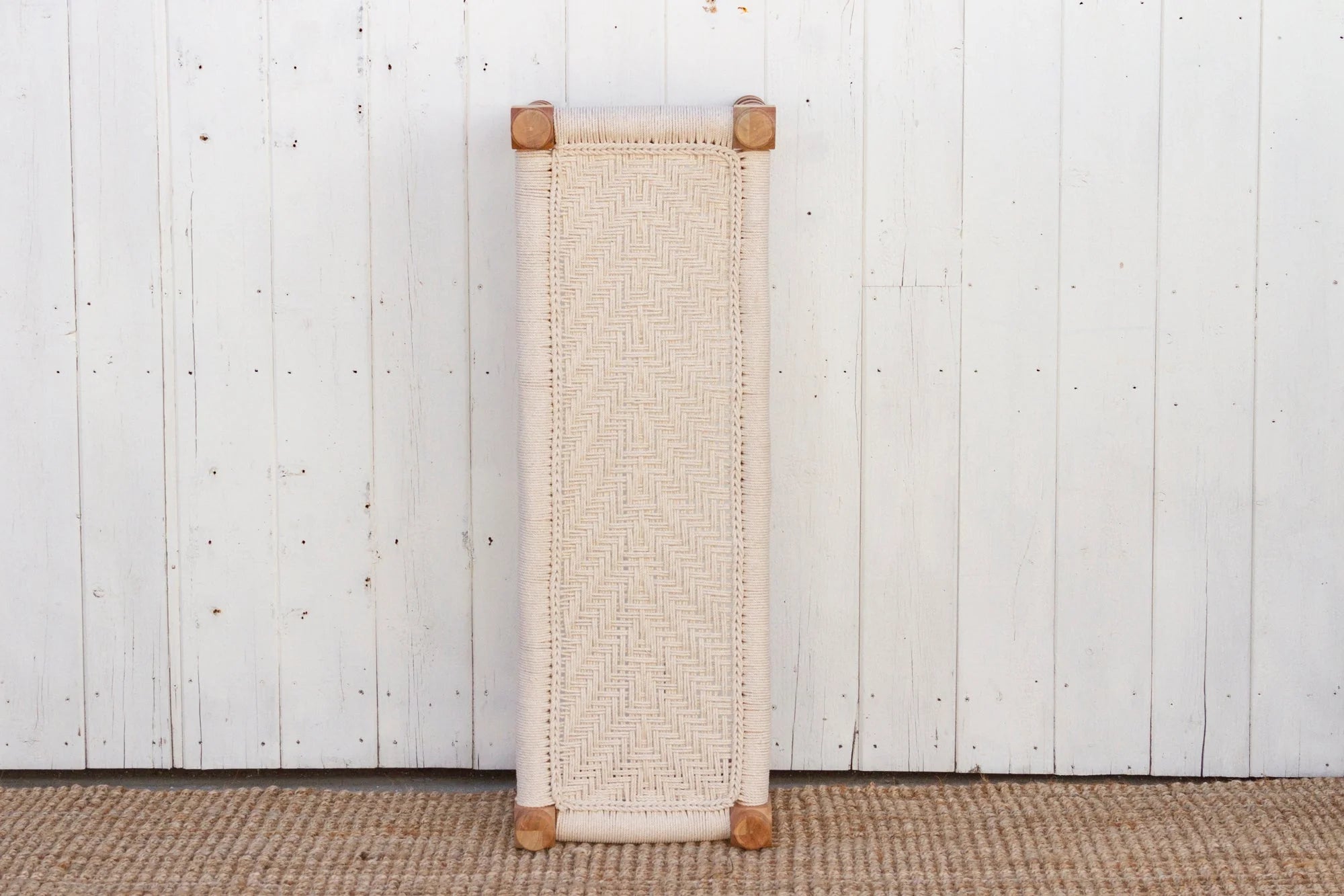 Bleached Wood Charpai Woven Top Bench