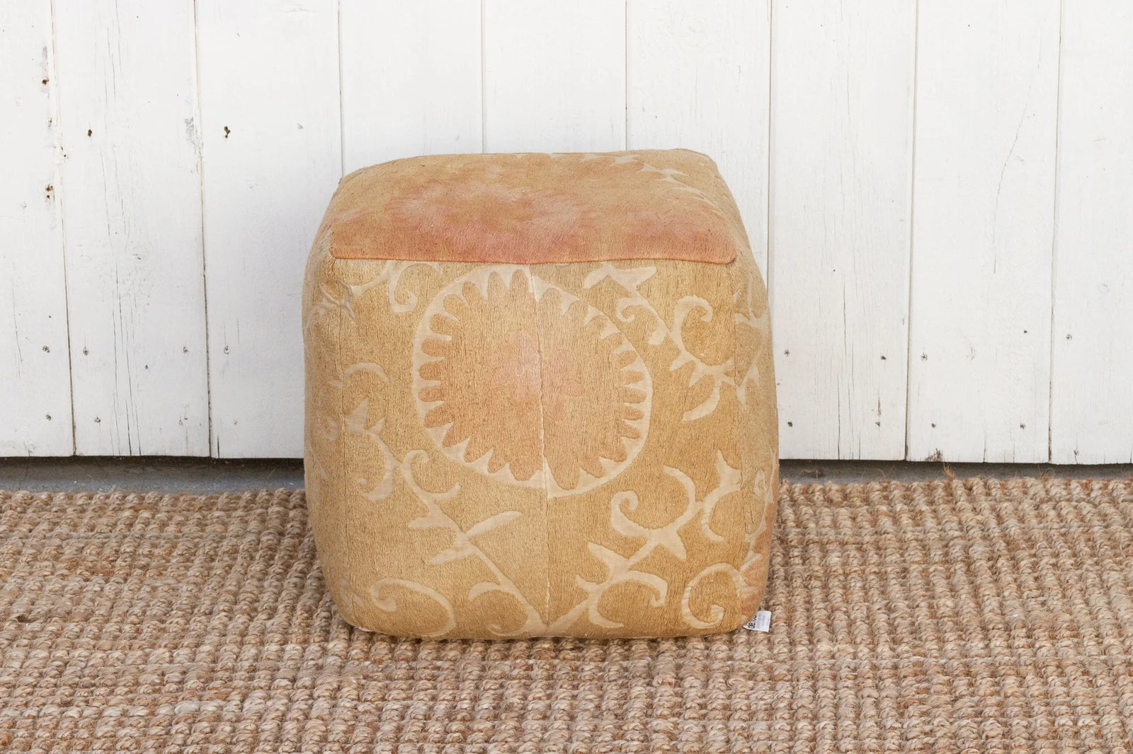 Oguz Antique Suzani Cube Ottoman