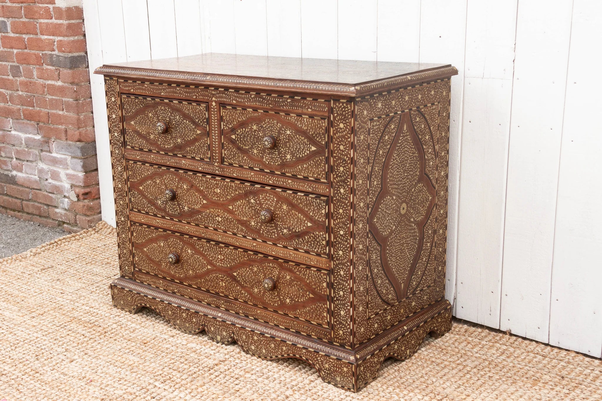 Antique Anglo Indian Scalloped Chest Of Drawers