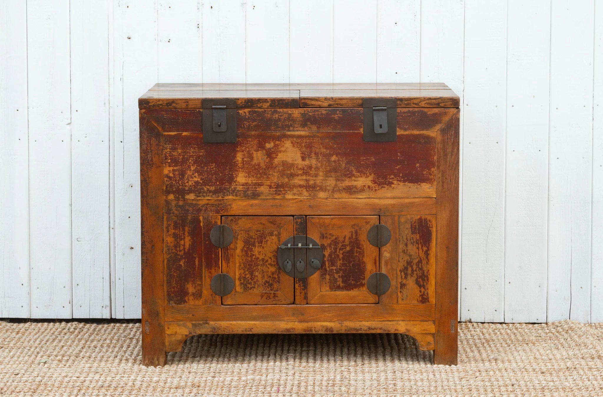 Antique Country Elm Money Cabinet