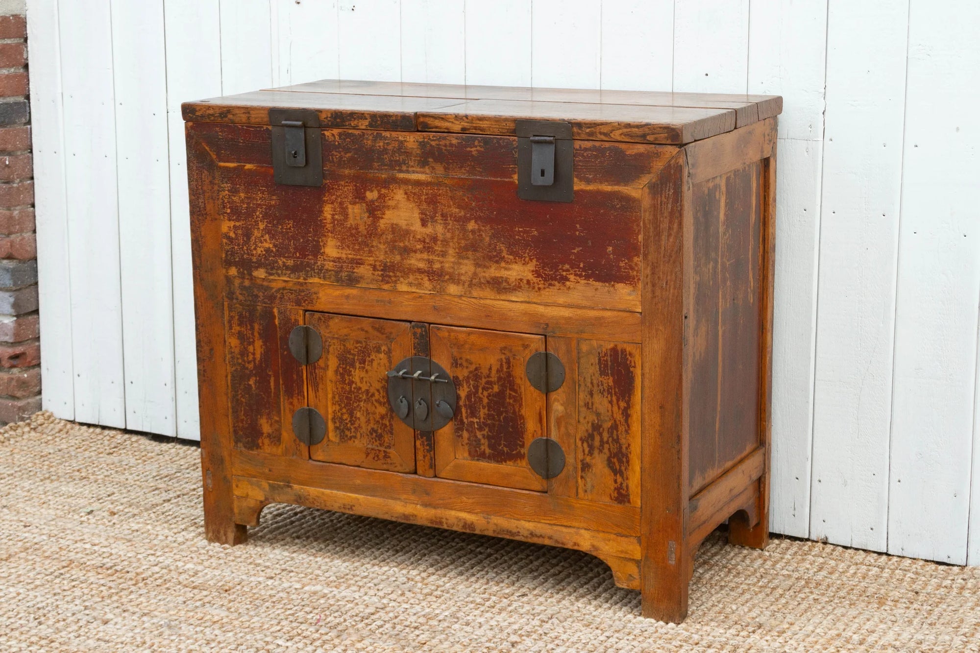 Antique Country Elm Money Cabinet