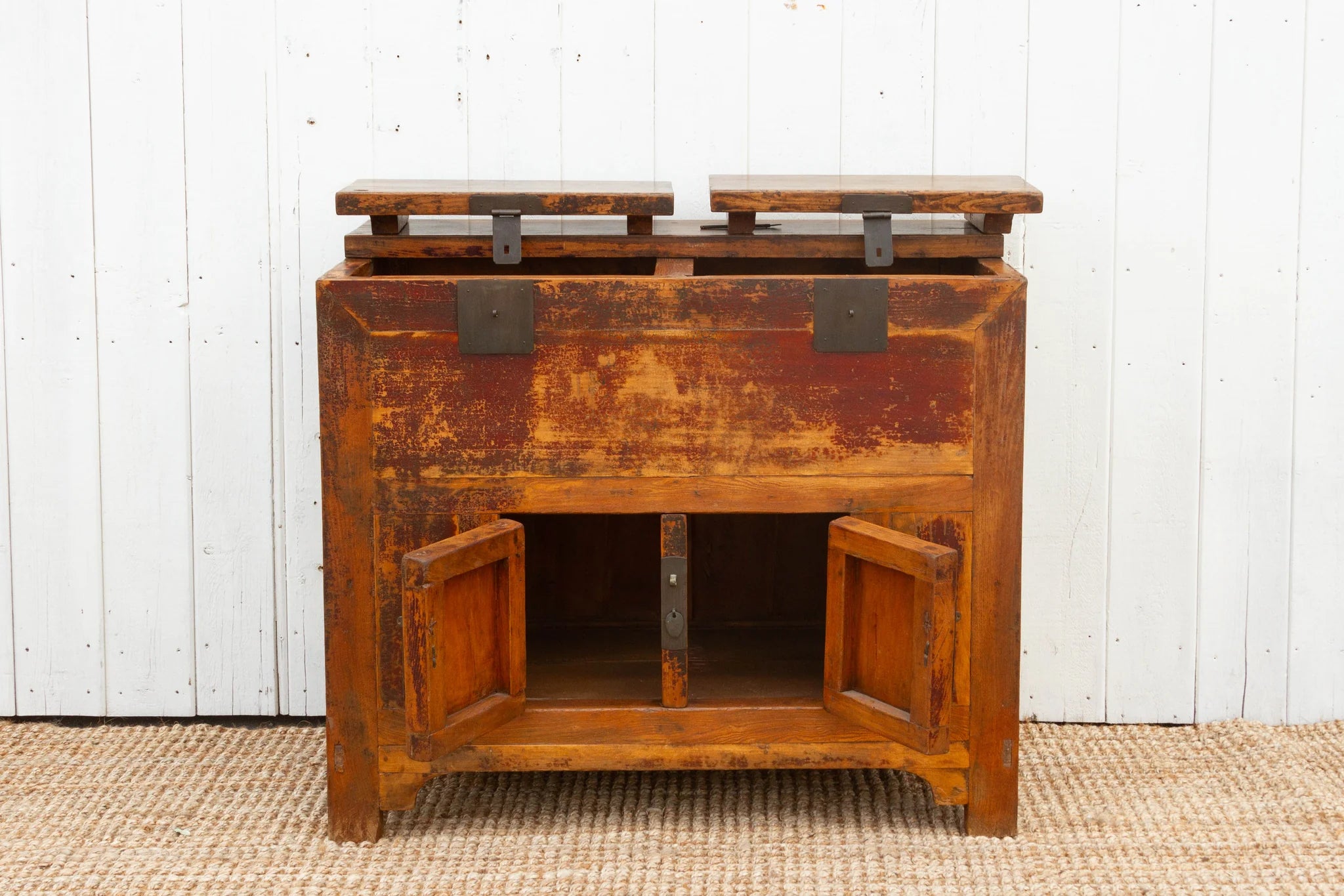 Antique Country Elm Money Cabinet