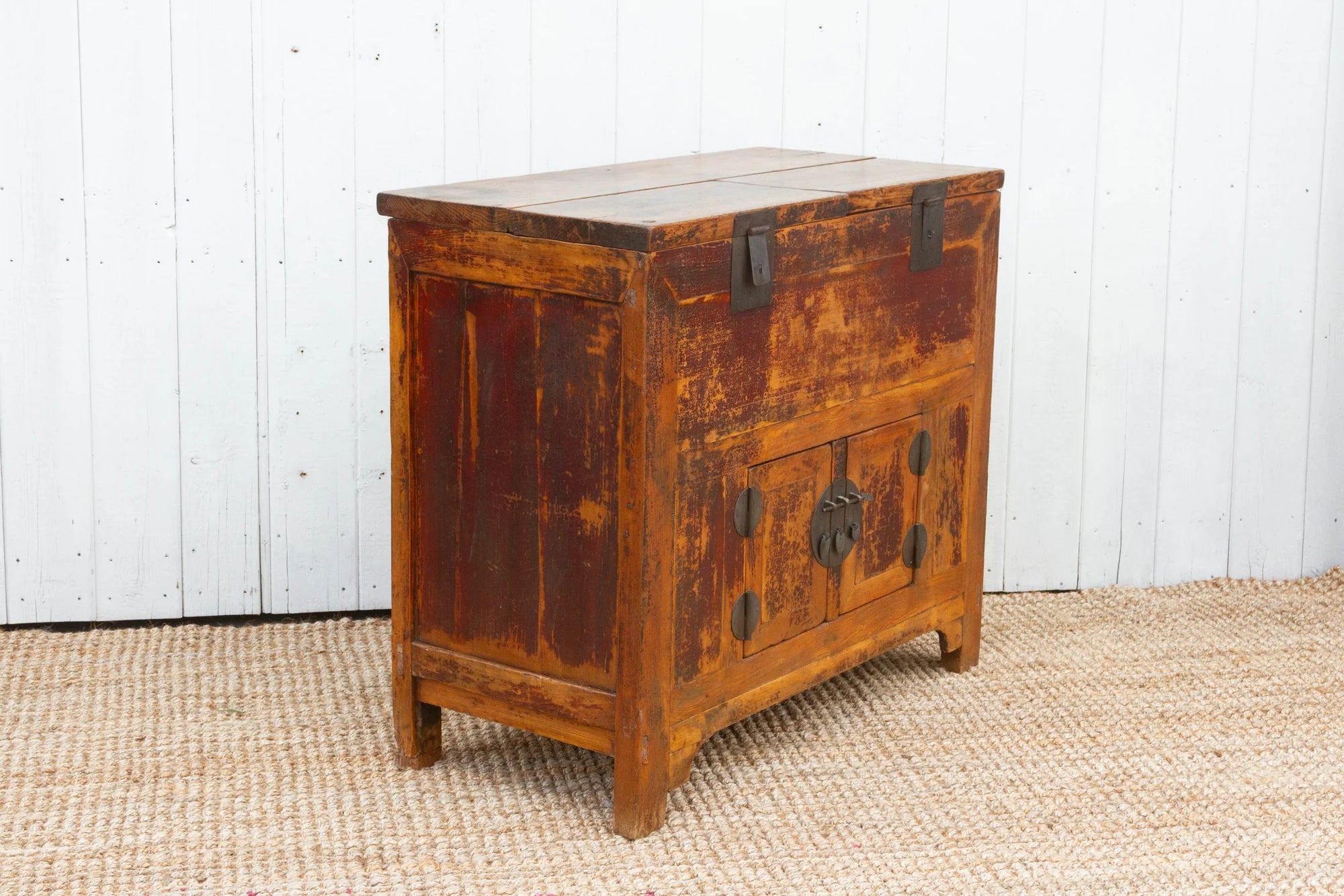 Antique Country Elm Money Cabinet