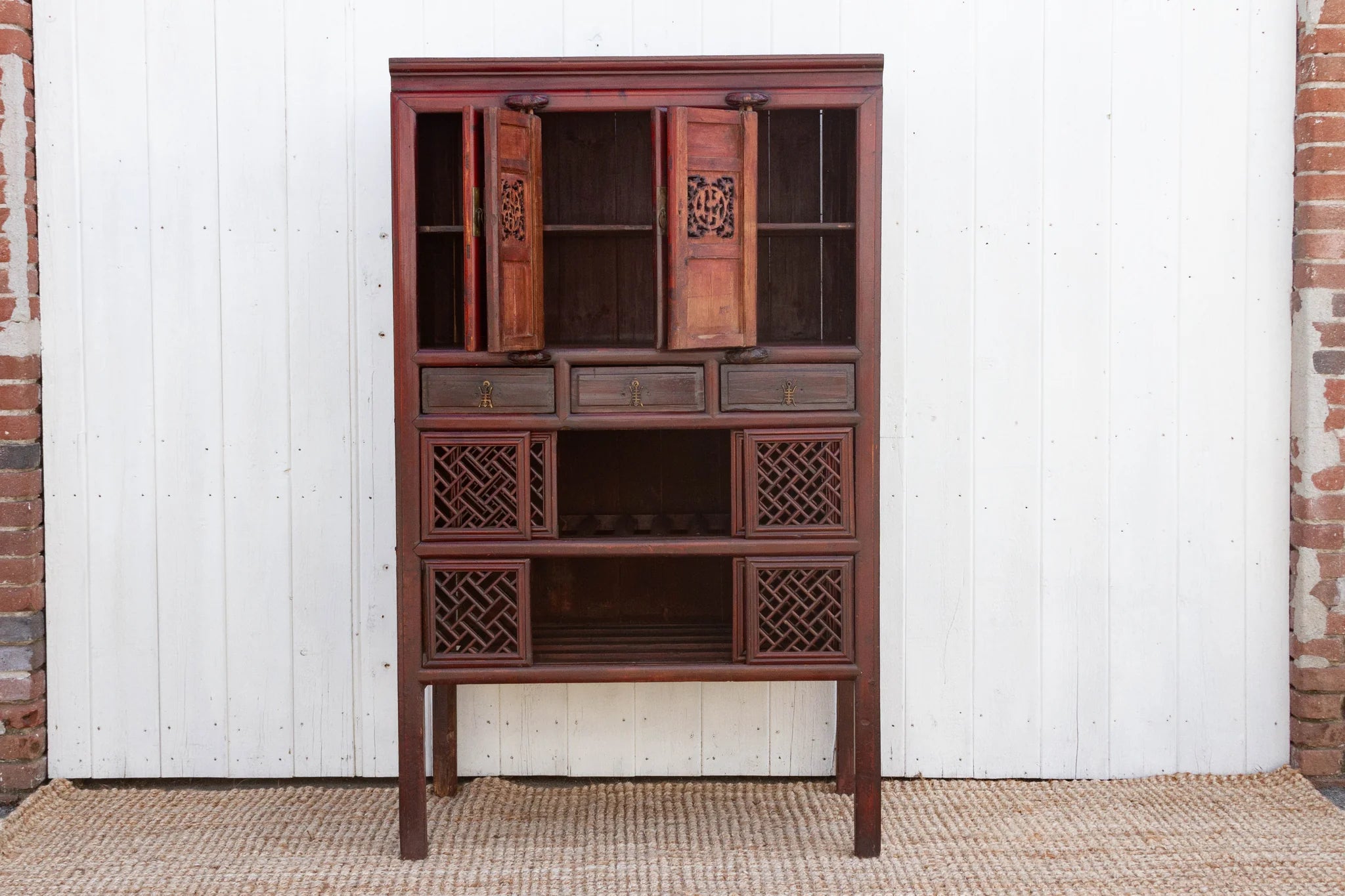 19th Century Lattice Kitchen Cabinet