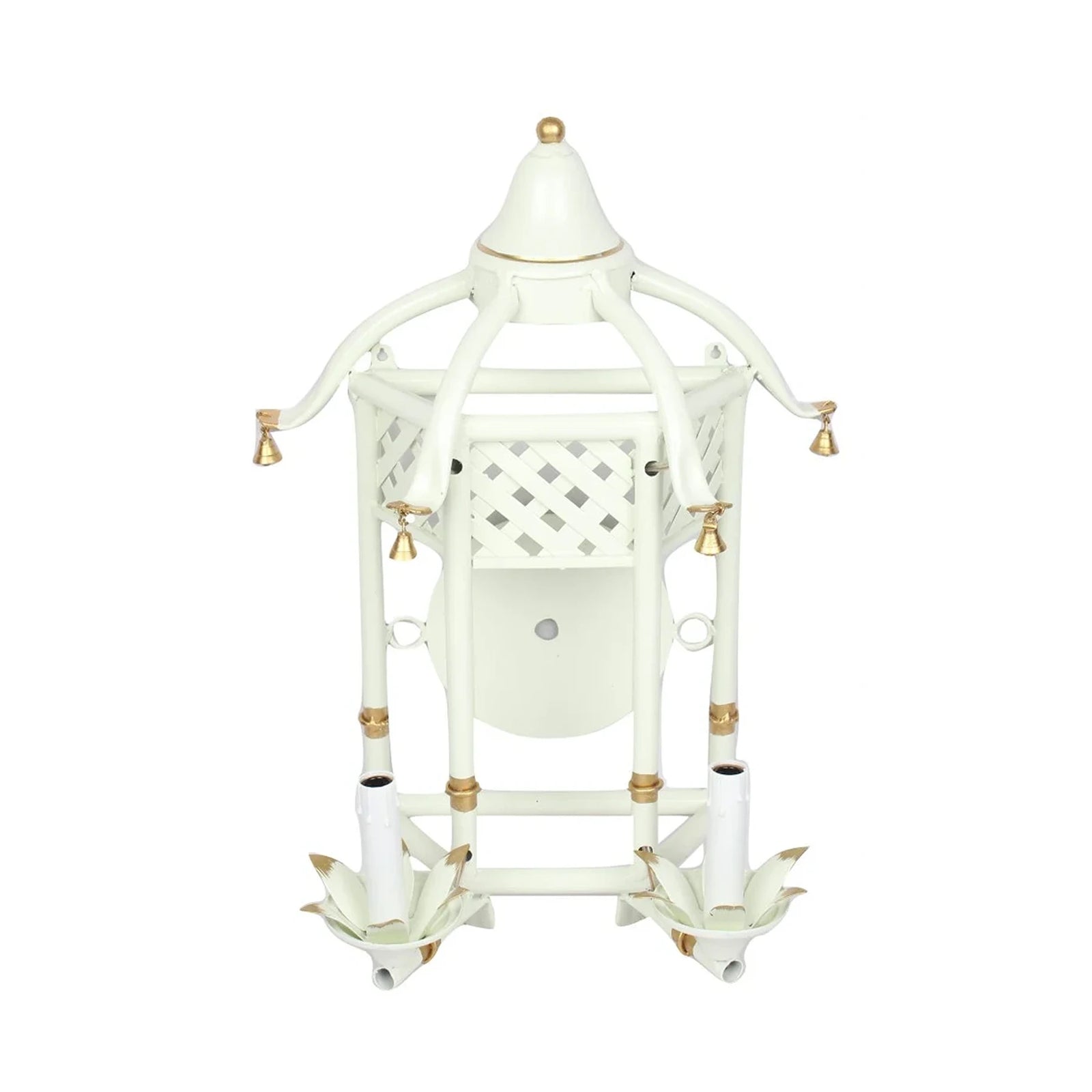 Pale Green & Gold Lattice Pagoda Sconce