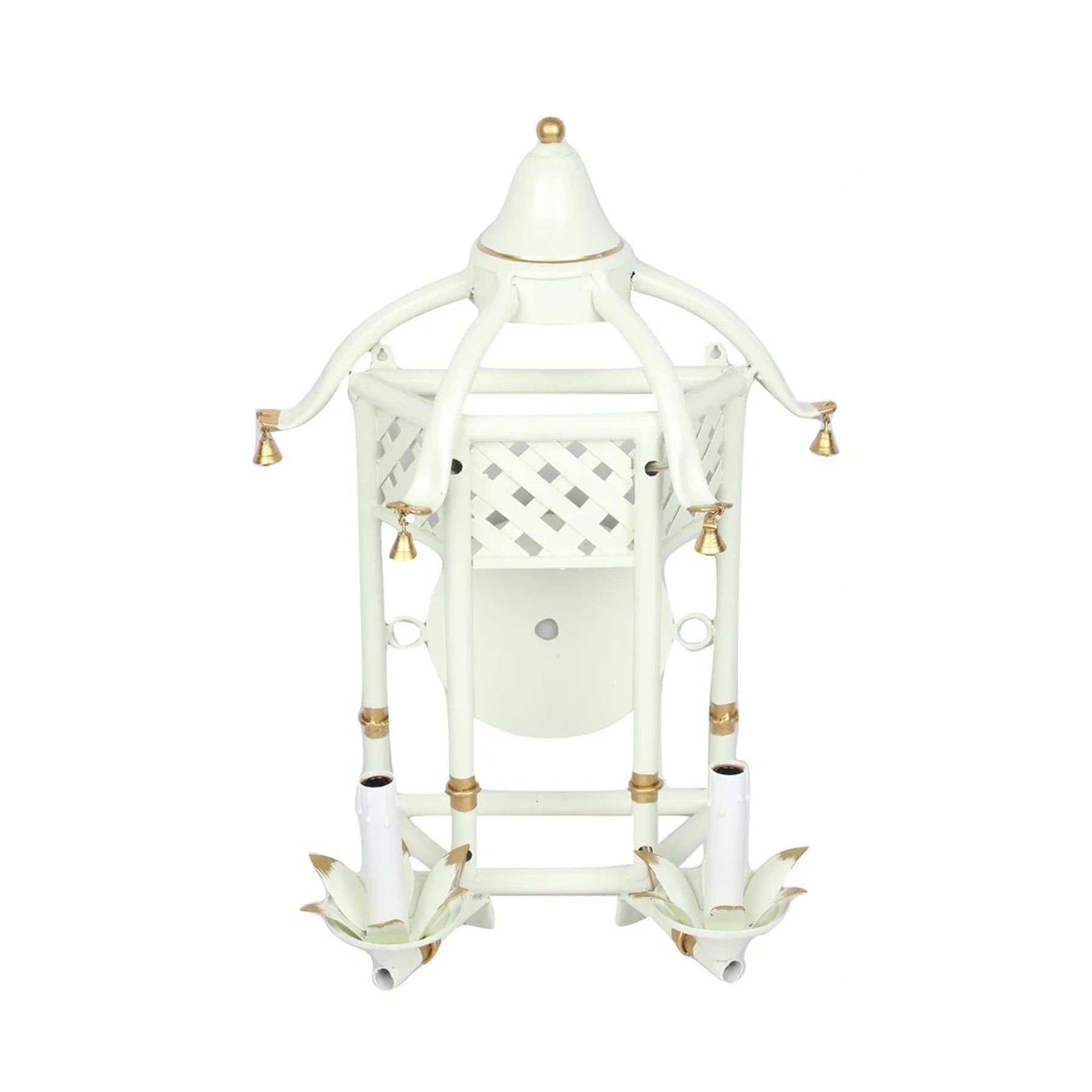 Pale Green & Gold Lattice Pagoda Sconce