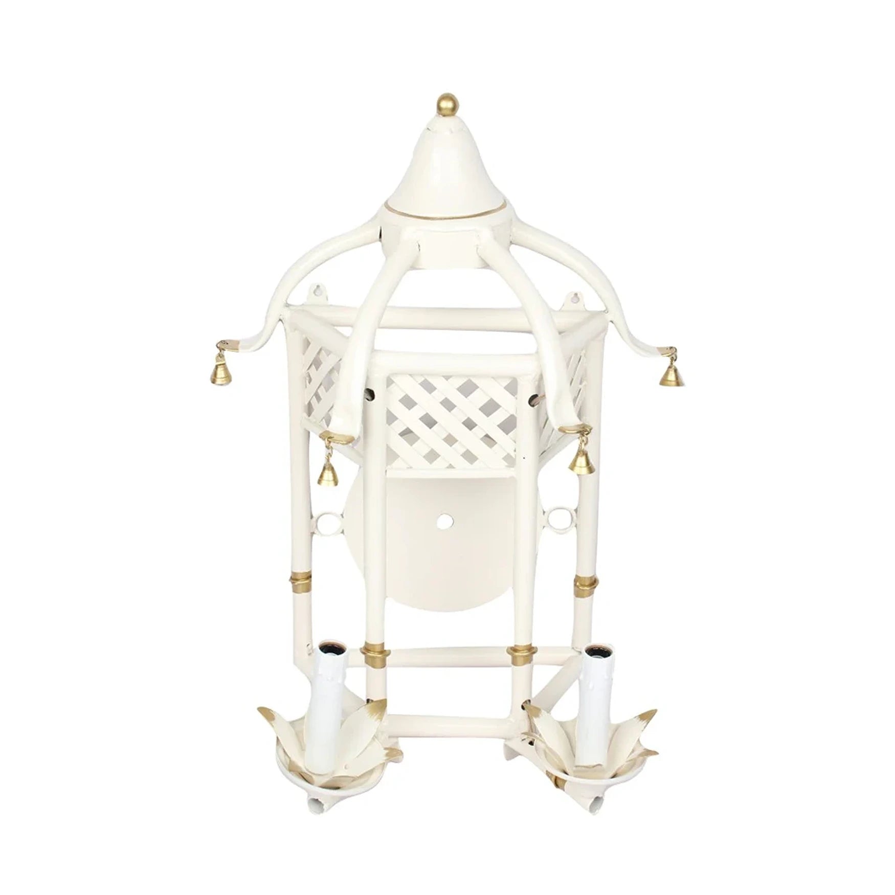 Ivory & Gold Lattice Pagoda Sconce