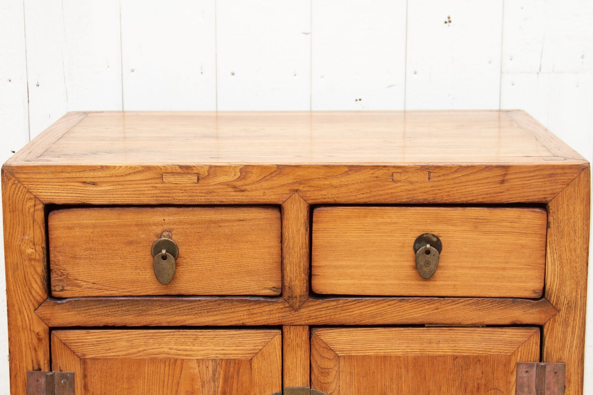 Antique Elm Farmhouse Buffet Cabinet