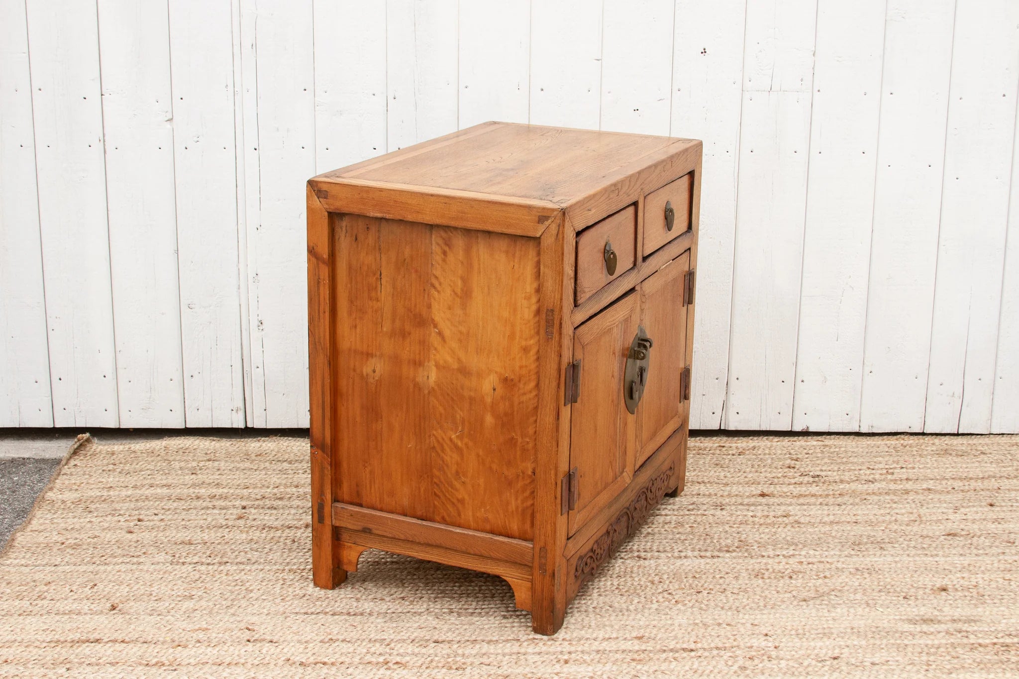 Antique Elm Farmhouse Buffet Cabinet