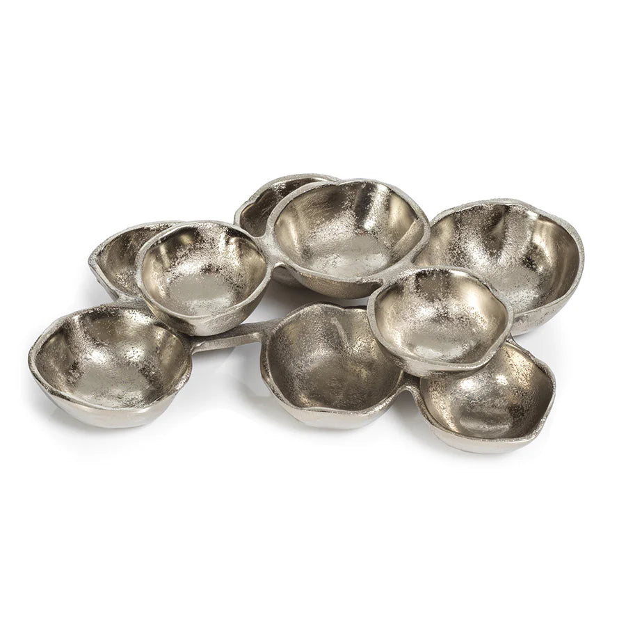 Elara 10" Long Cluster of 9 Serving Bowls- Nickel