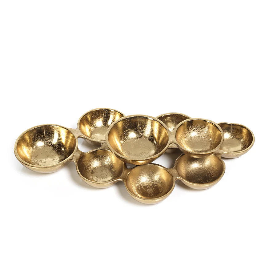 Elara 13" Long Cluster of 9 Serving Bowls- Dark Gold