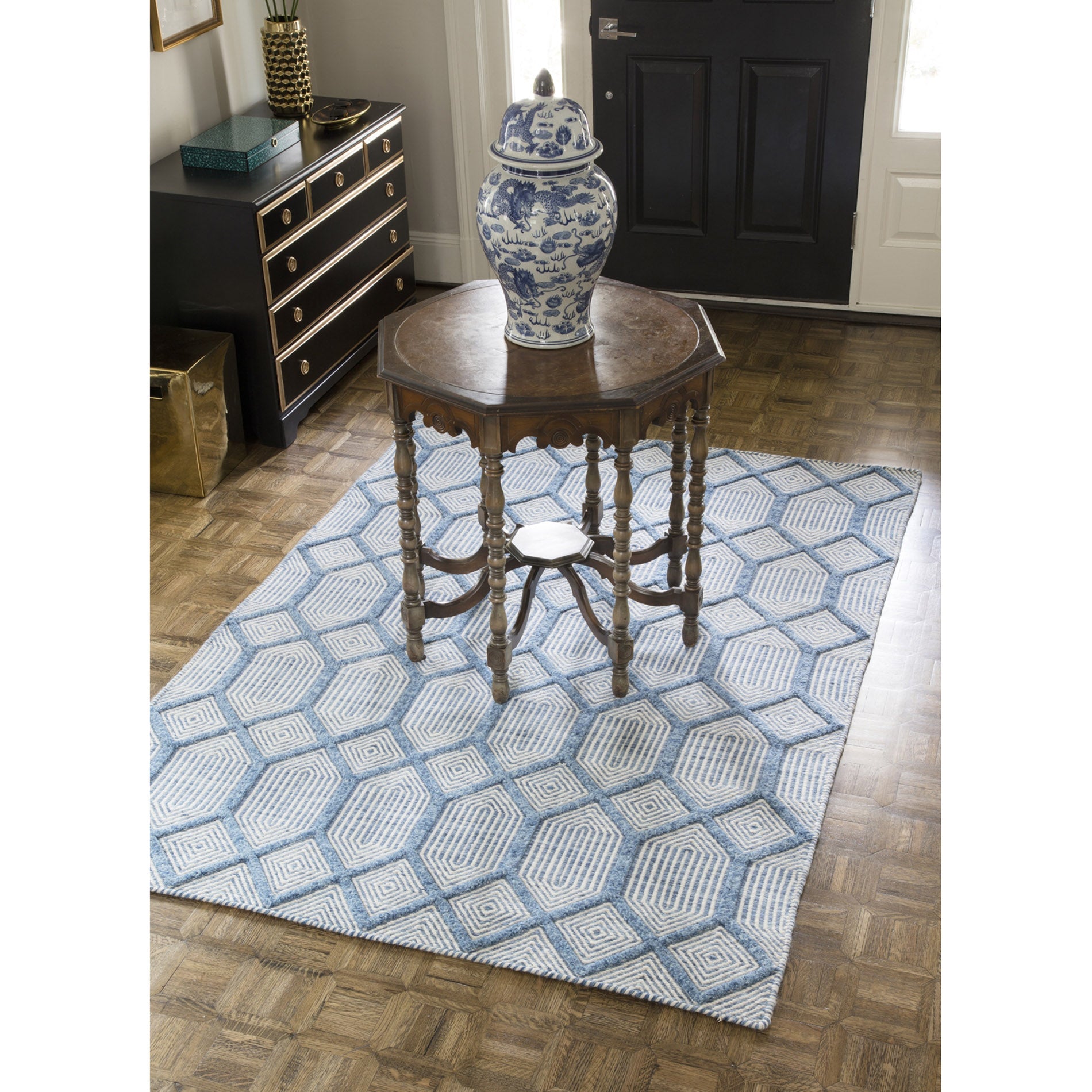 Erin Gates by Momeni Langdon Cambridge Blue Hand Woven Wool Area Rug