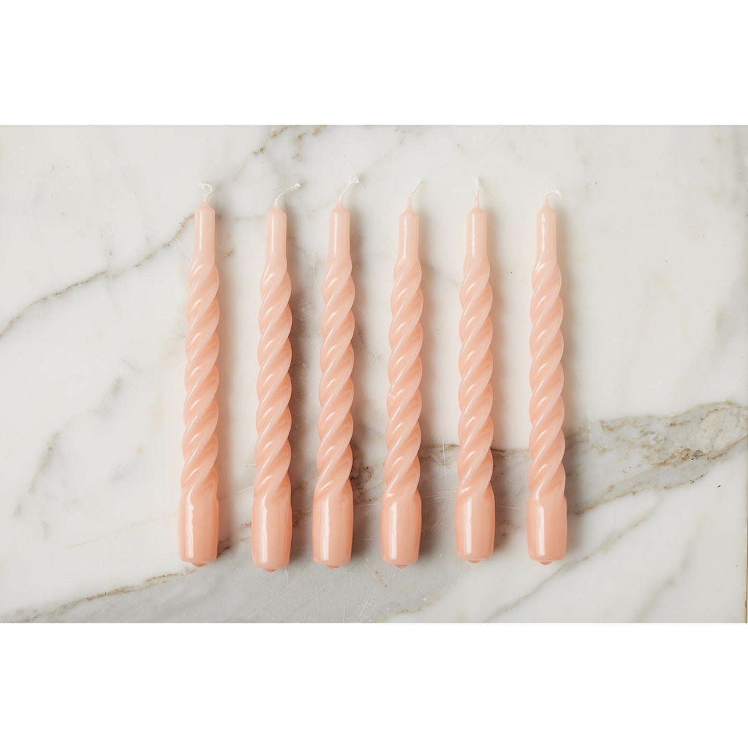Lacquer Twisted Taper Candles, Blush, Set of 6