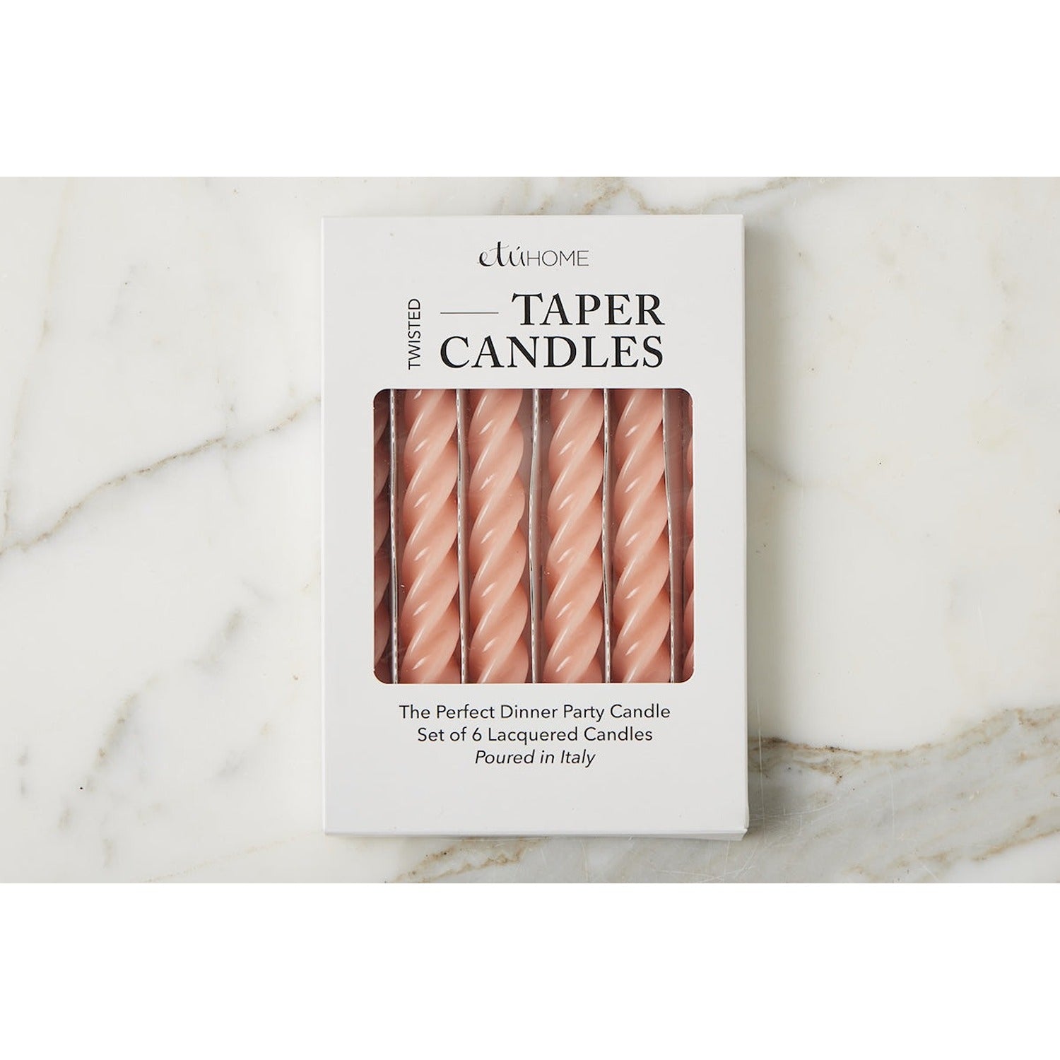 Lacquer Twisted Taper Candles, Blush, Set of 6