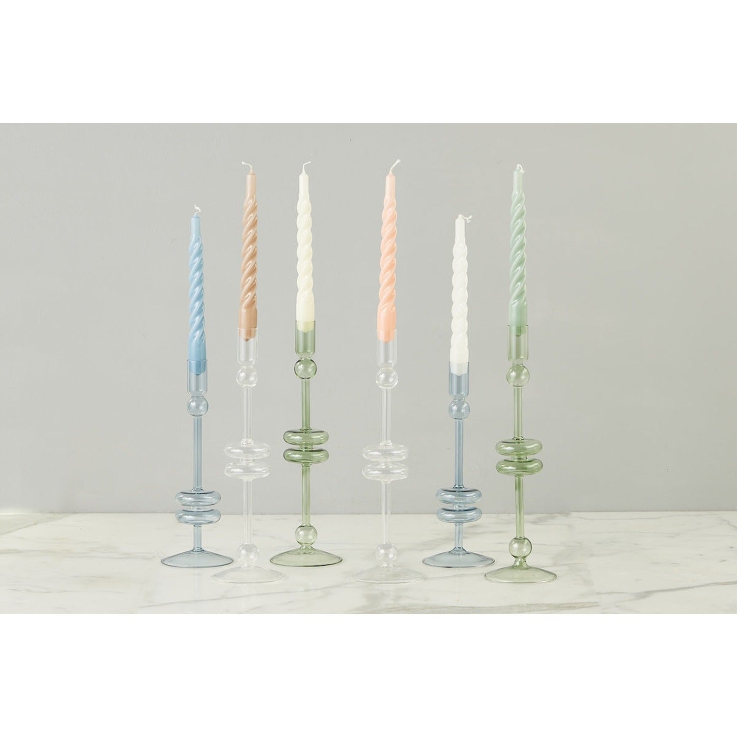 Lacquer Twisted Taper Candles, Cream, Set of 6