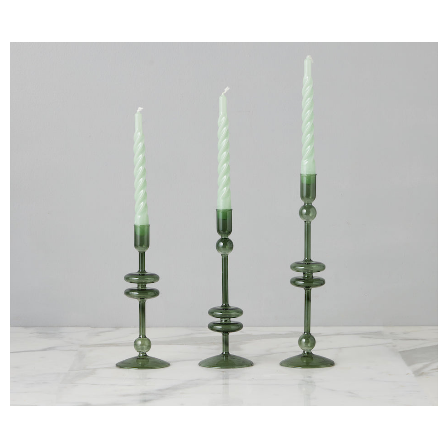 Twisted Tapered Candle, Sage, Box of 6