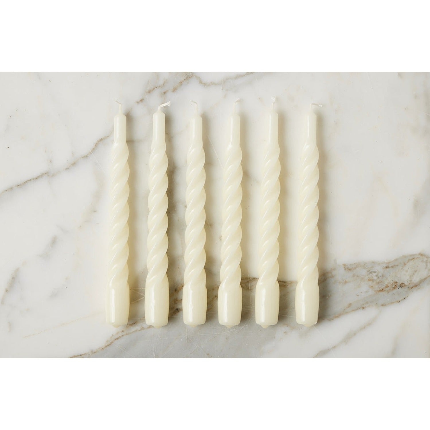 Lacquer Twisted Taper Candles, Cream, Set of 6