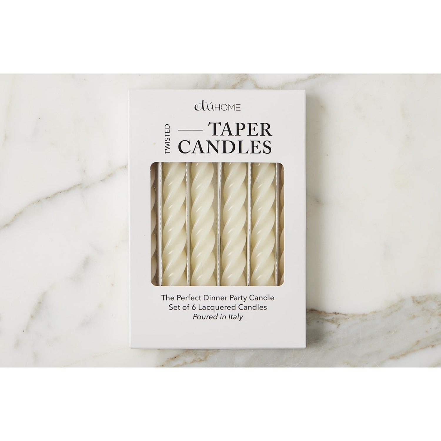 Lacquer Twisted Taper Candles, Cream, Set of 6