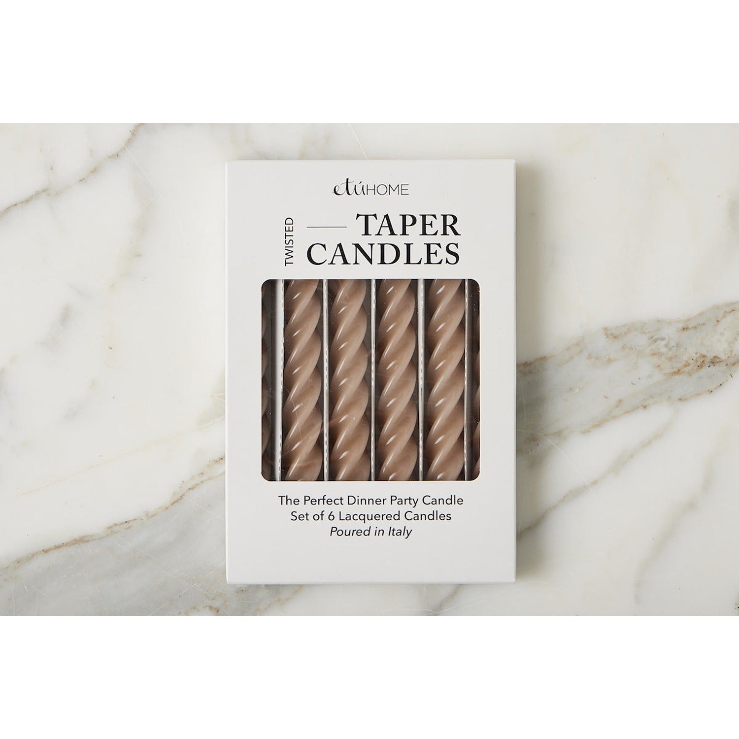 Lacquer Twisted Taper Candles, Taupe, Set of 6