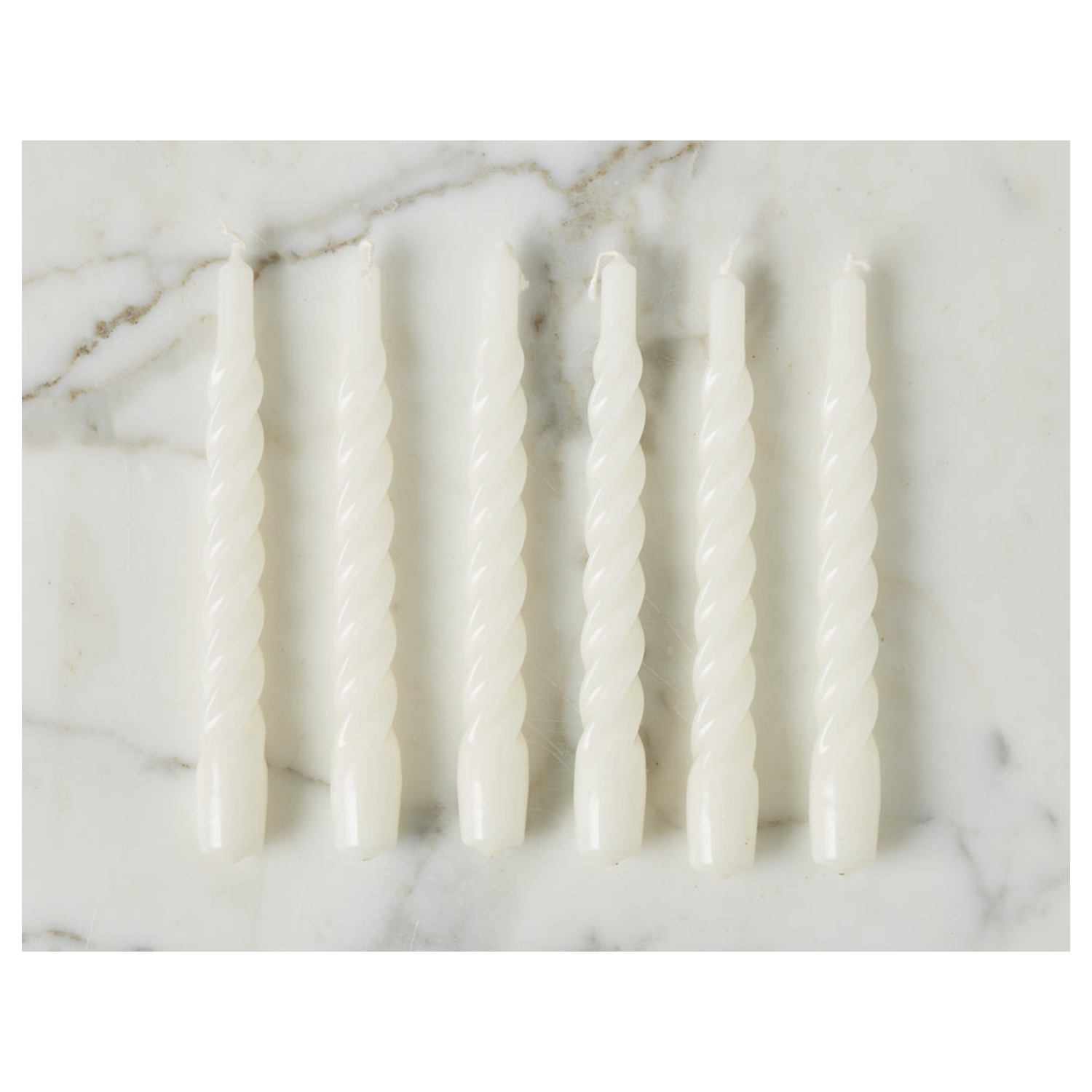 Twisted Tapered Candle, White, Box of 6