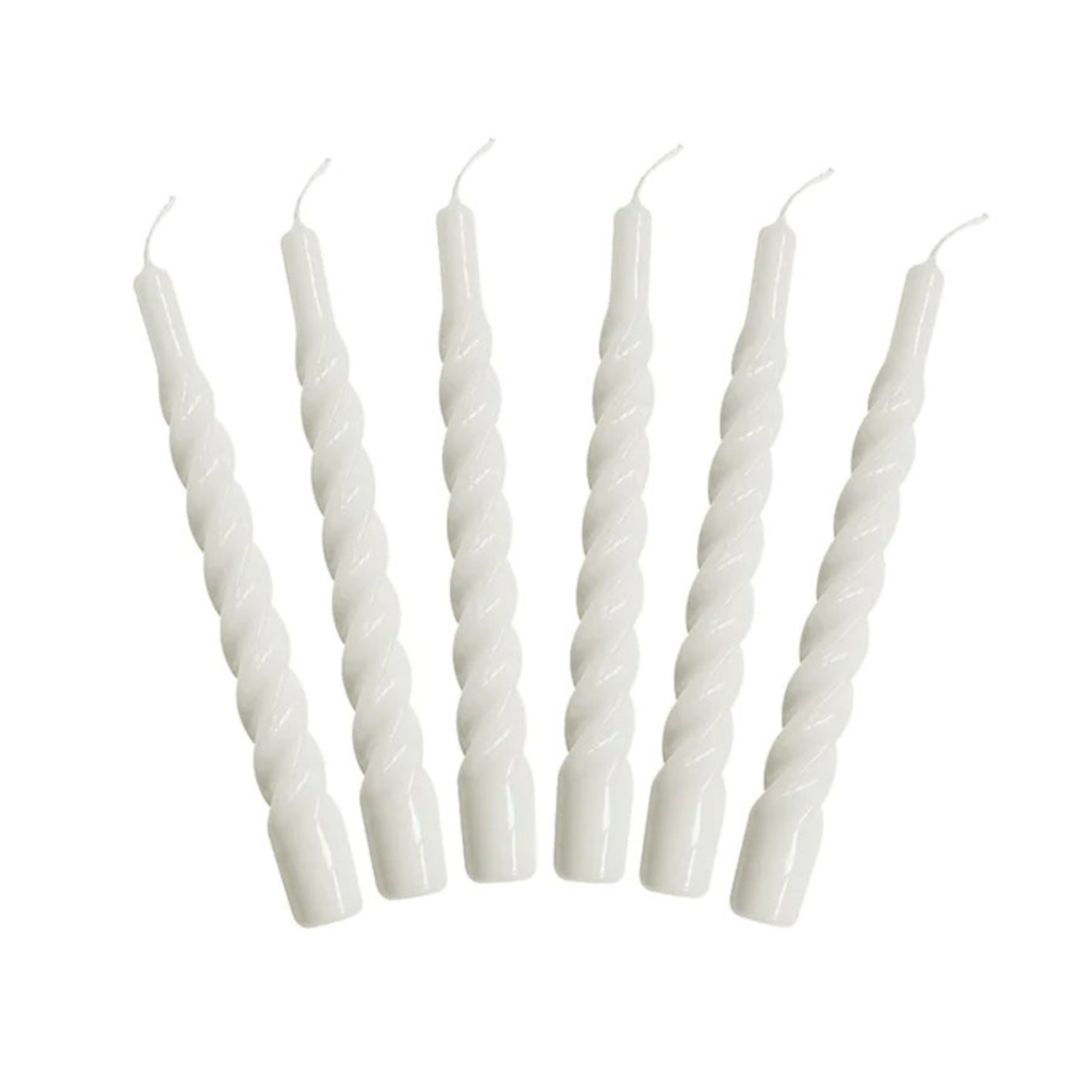 Twisted Tapered Candle, White, Box of 6