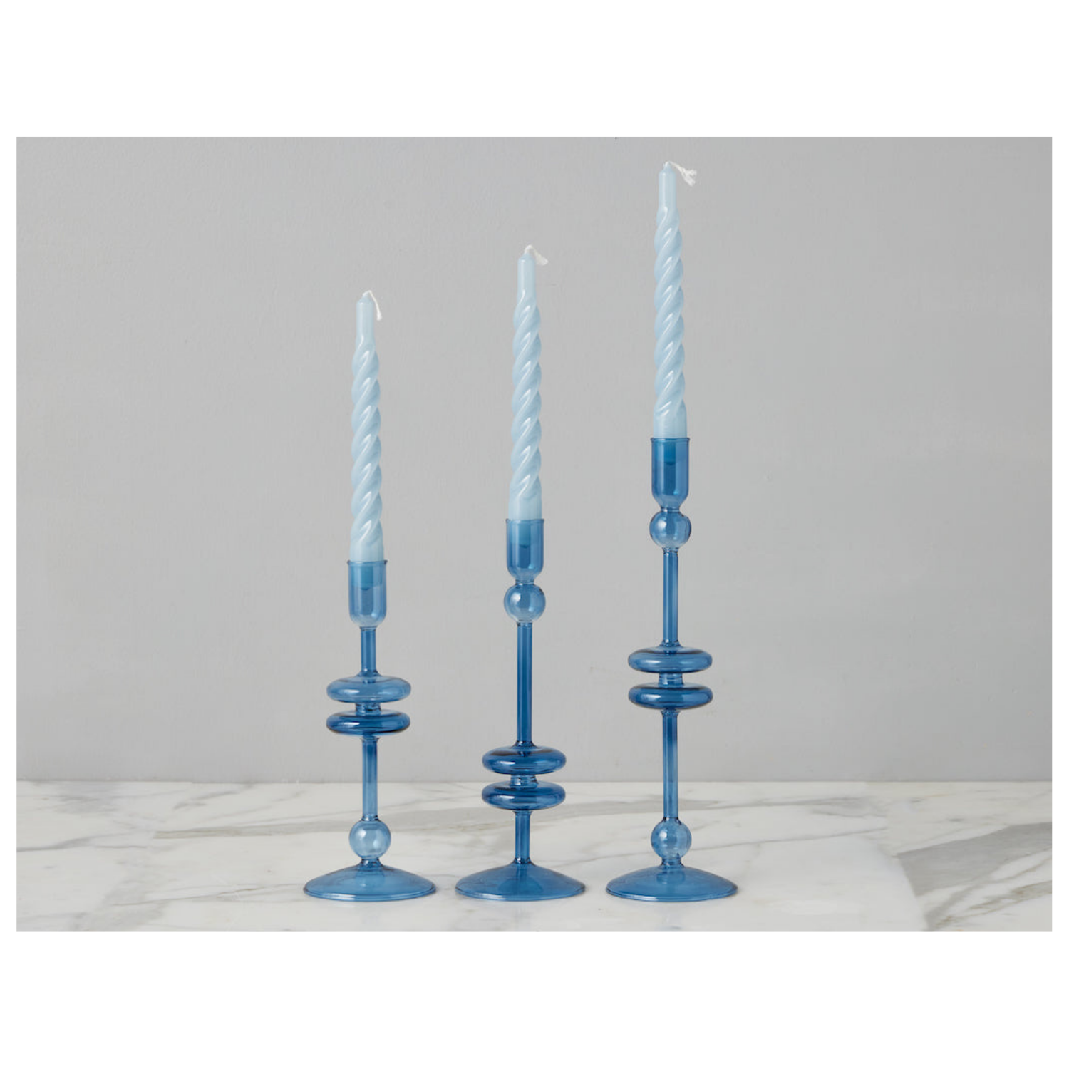 Twisted Tapered Candle, Denim, Box of 6