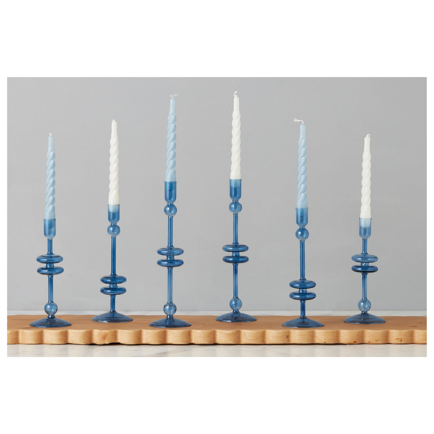 Twisted Tapered Candle, Denim, Box of 6