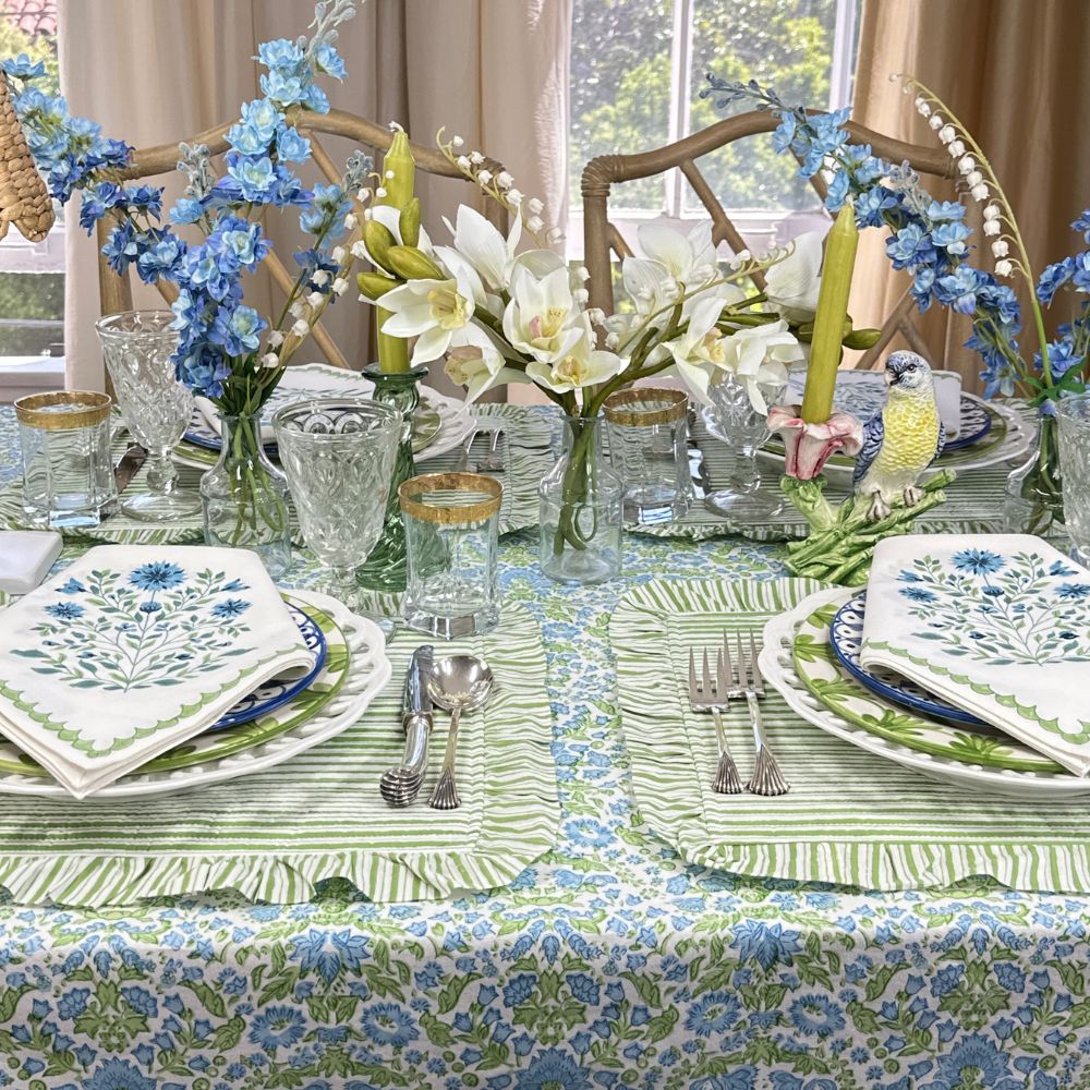 Motif Flower Napkin - Blue (Set of 4)