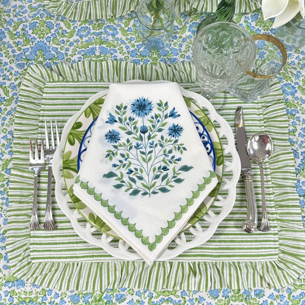 Motif Flower Napkin - Blue (Set of 4)