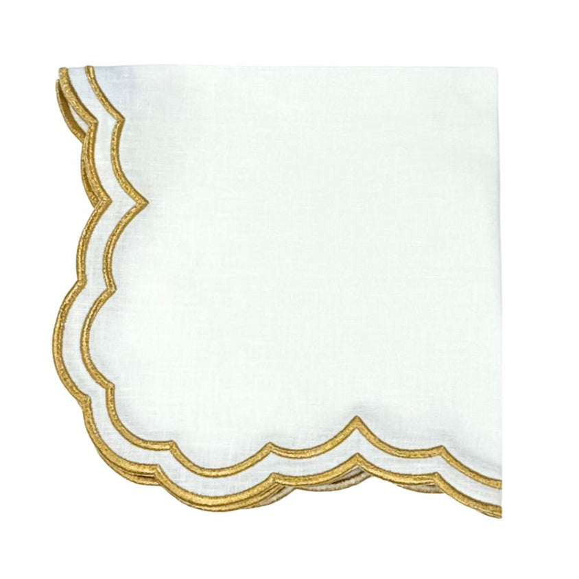 Studio Collection: Lillian Napkin - White/Gold (Set of 4)